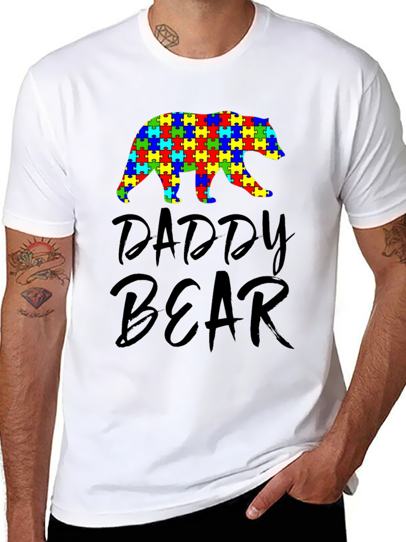 Camiseta Negra Daddy Bear Autismo