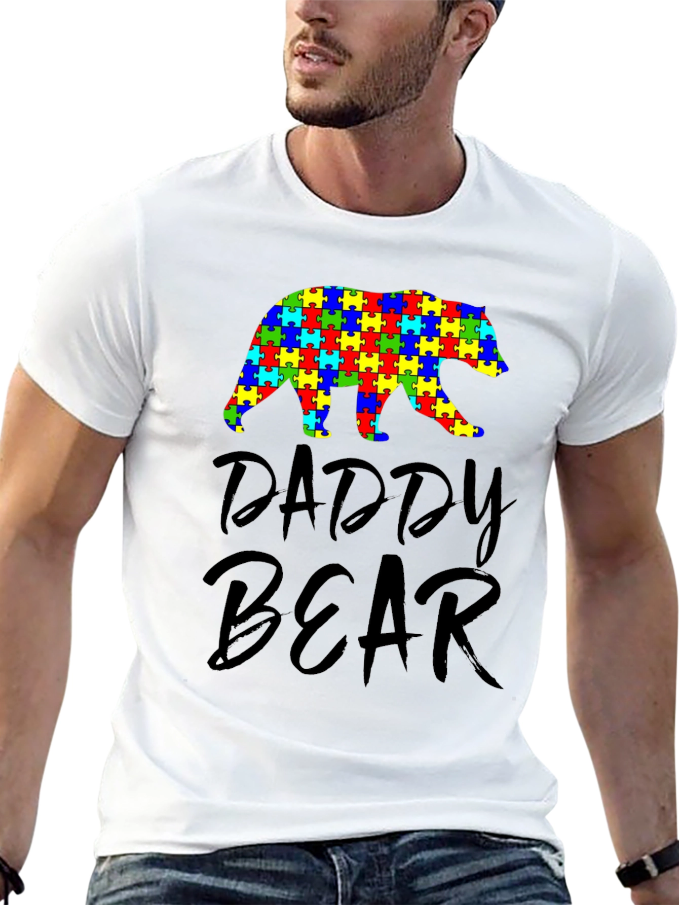 Camiseta Negra Daddy Bear Autismo