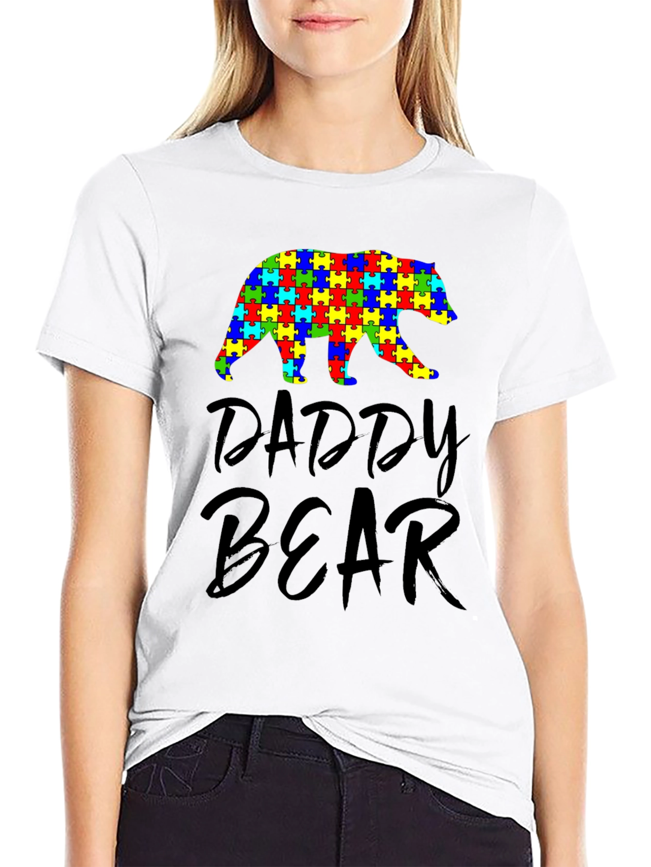 Camiseta Negra Daddy Bear Autismo