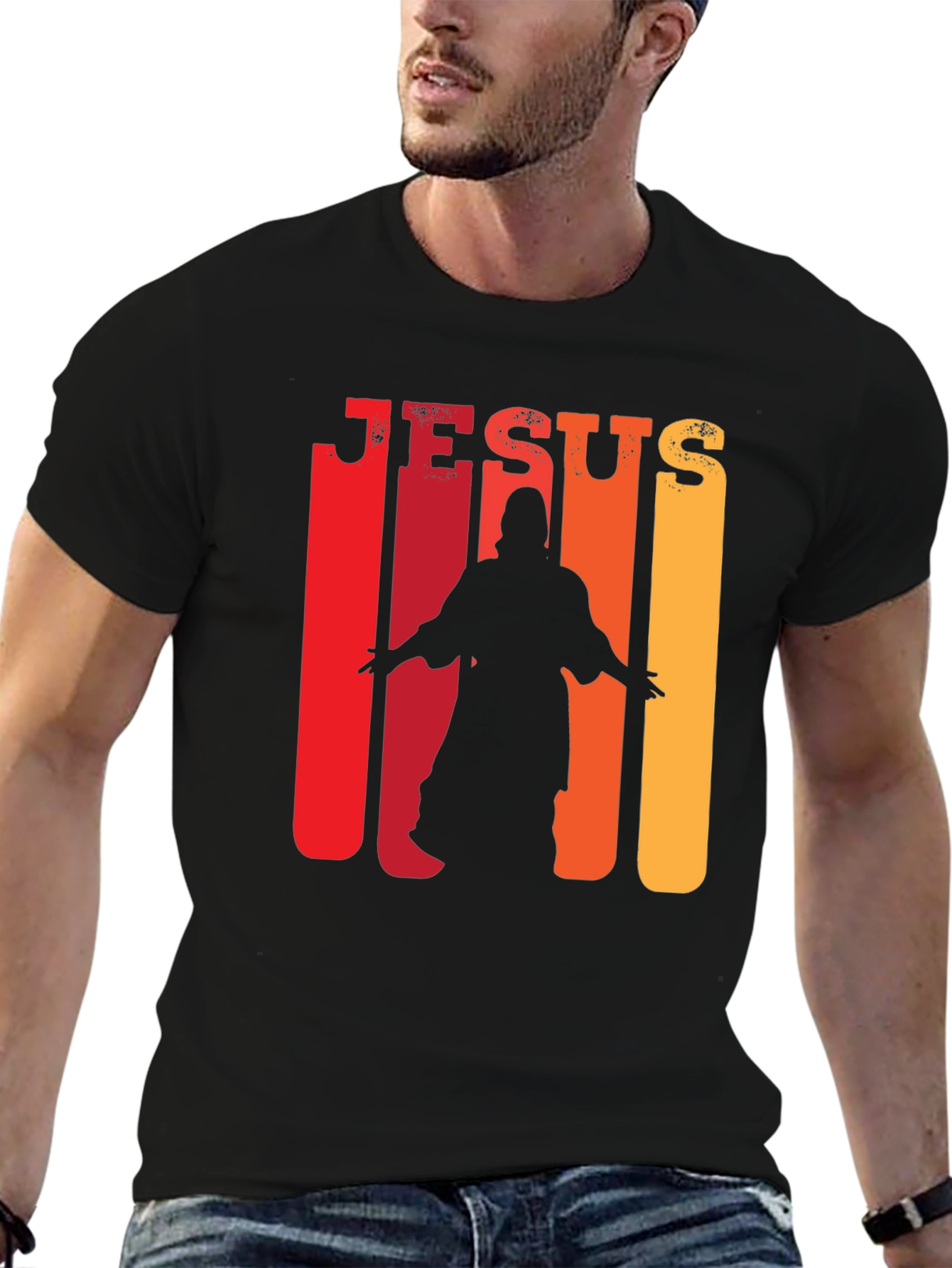 Camiseta Jesús Retro Hombre Algodón Suave Diseño Único