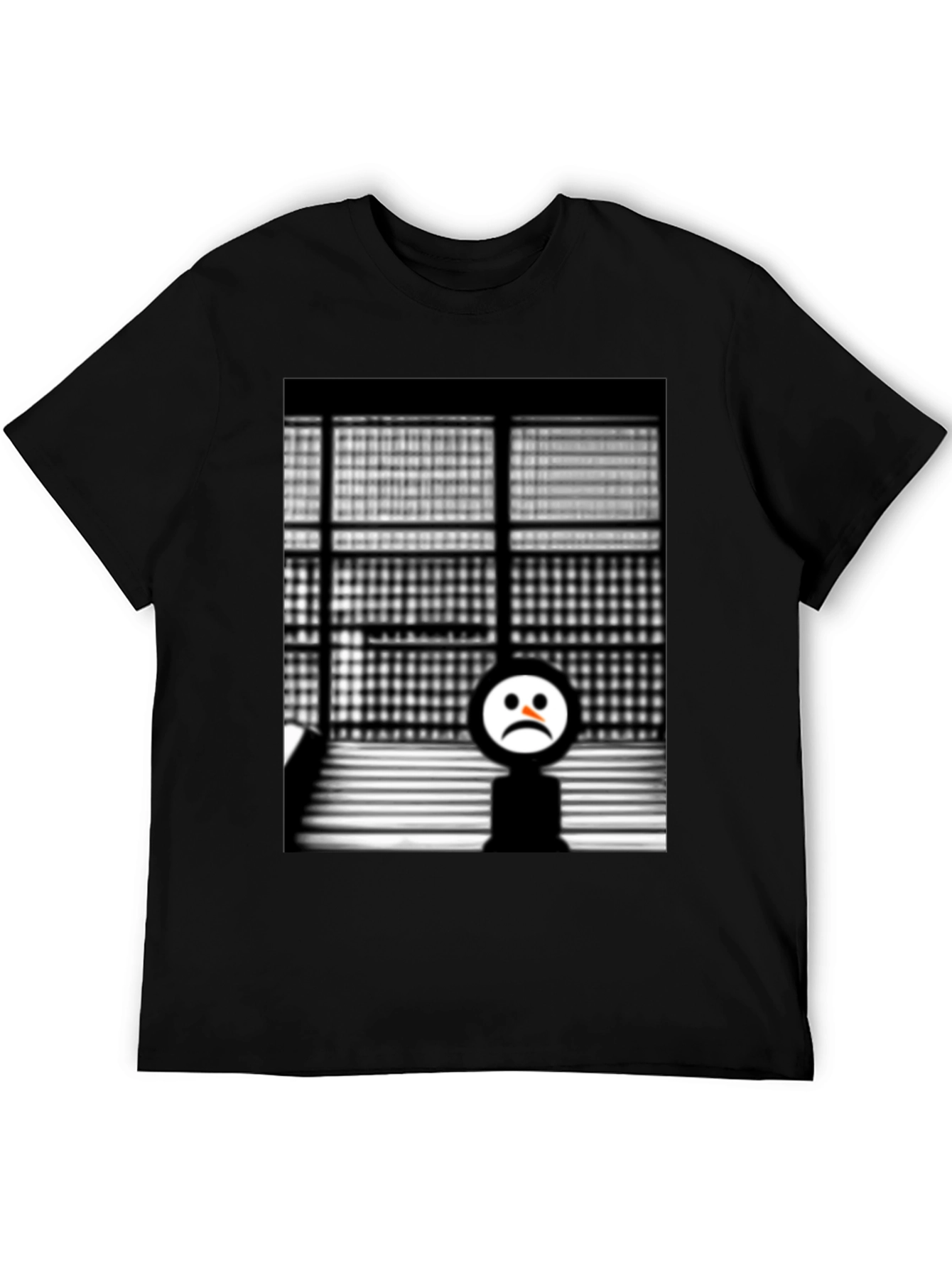 Camiseta Negra con Diseño Abstracto Triste