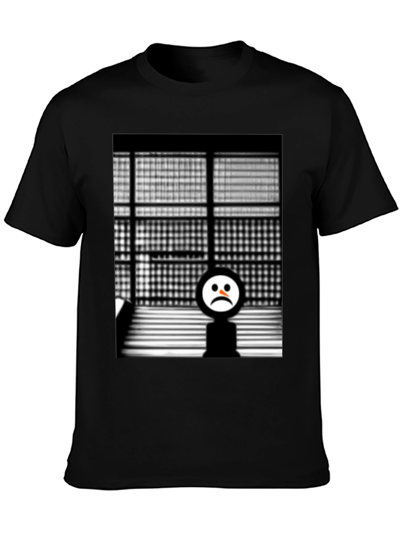Camiseta Negra con Diseño Abstracto Triste