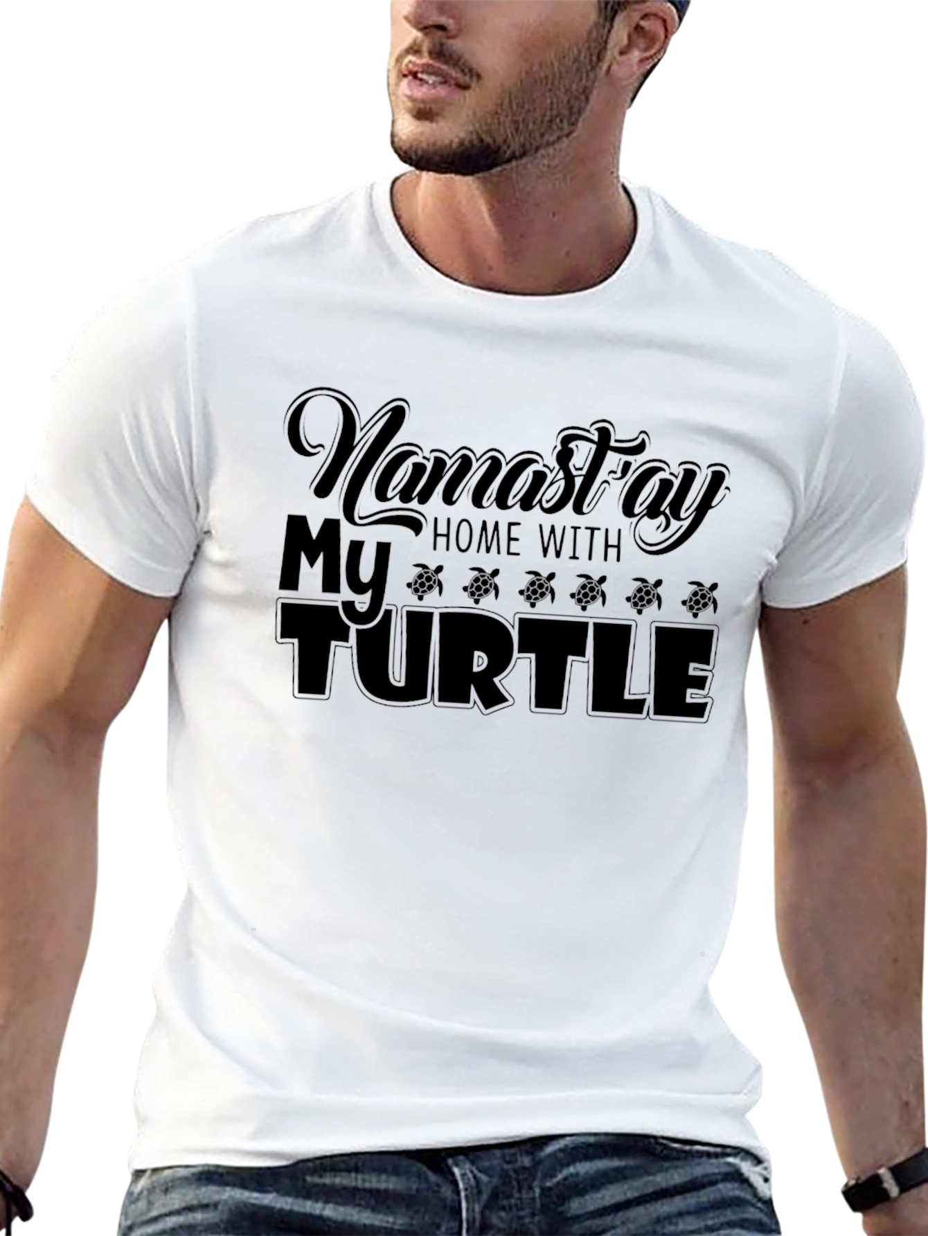 Camiseta Negra Namastay Home With My Turtle