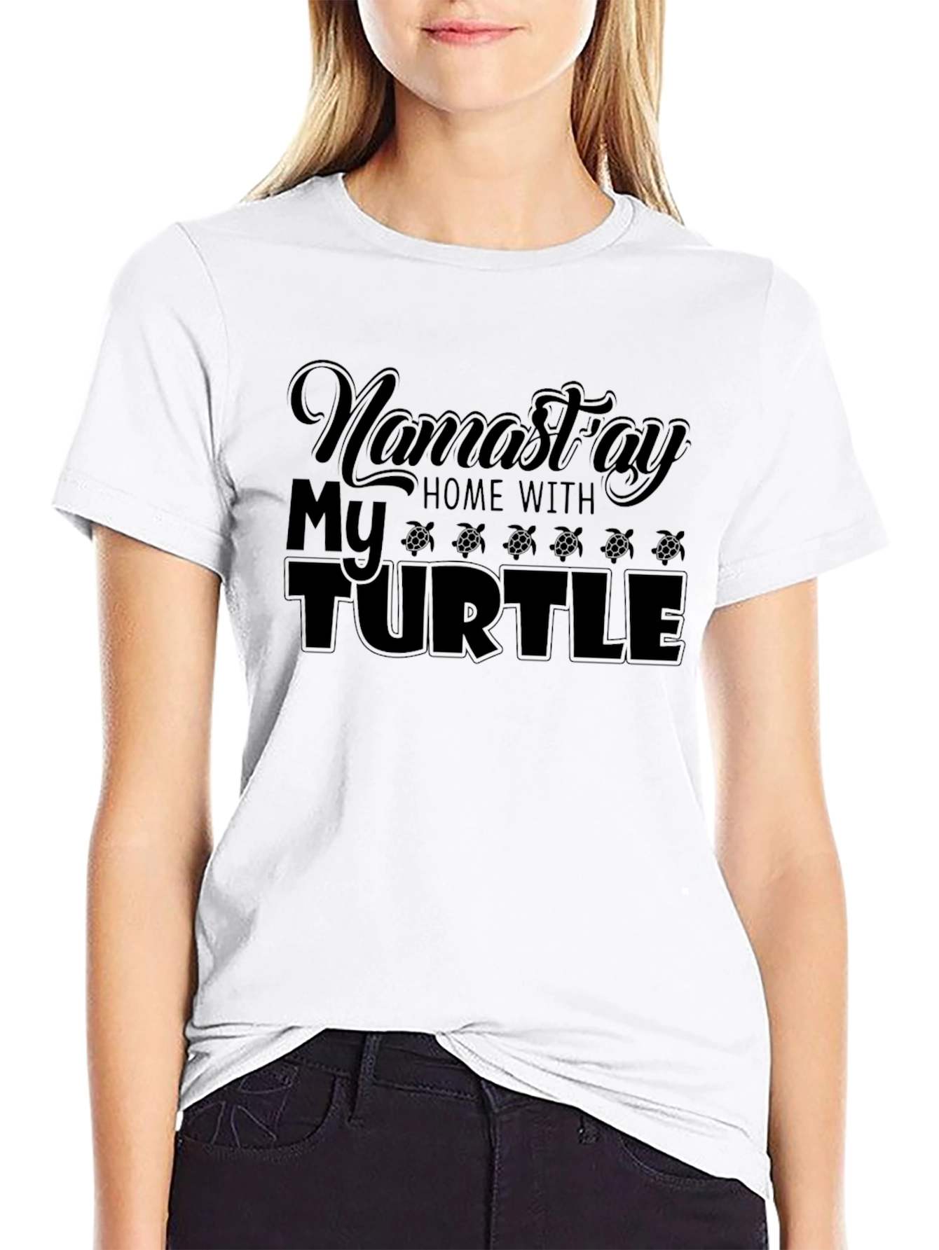 Camiseta Negra Namastay Home With My Turtle
