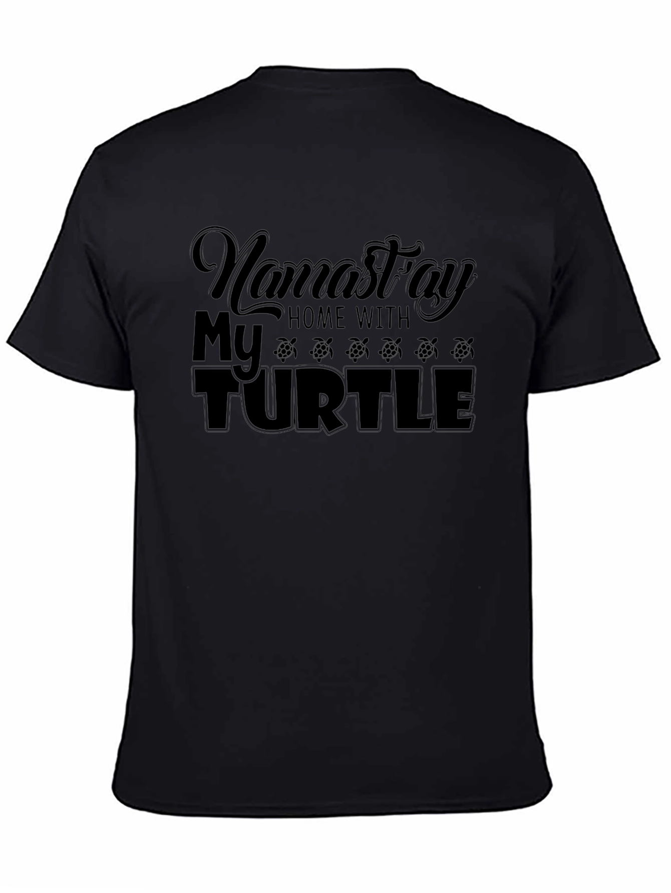 Camiseta Negra Namastay Home With My Turtle