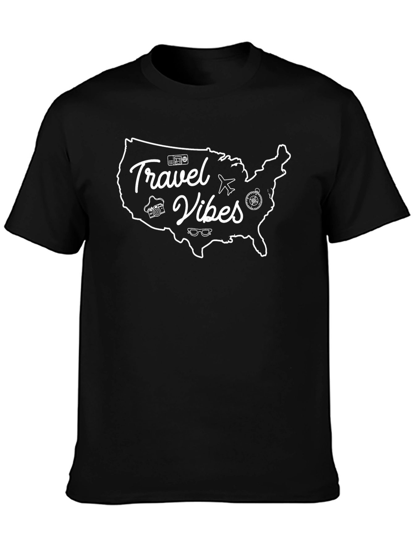 Camiseta Negra Travel Vibes USA