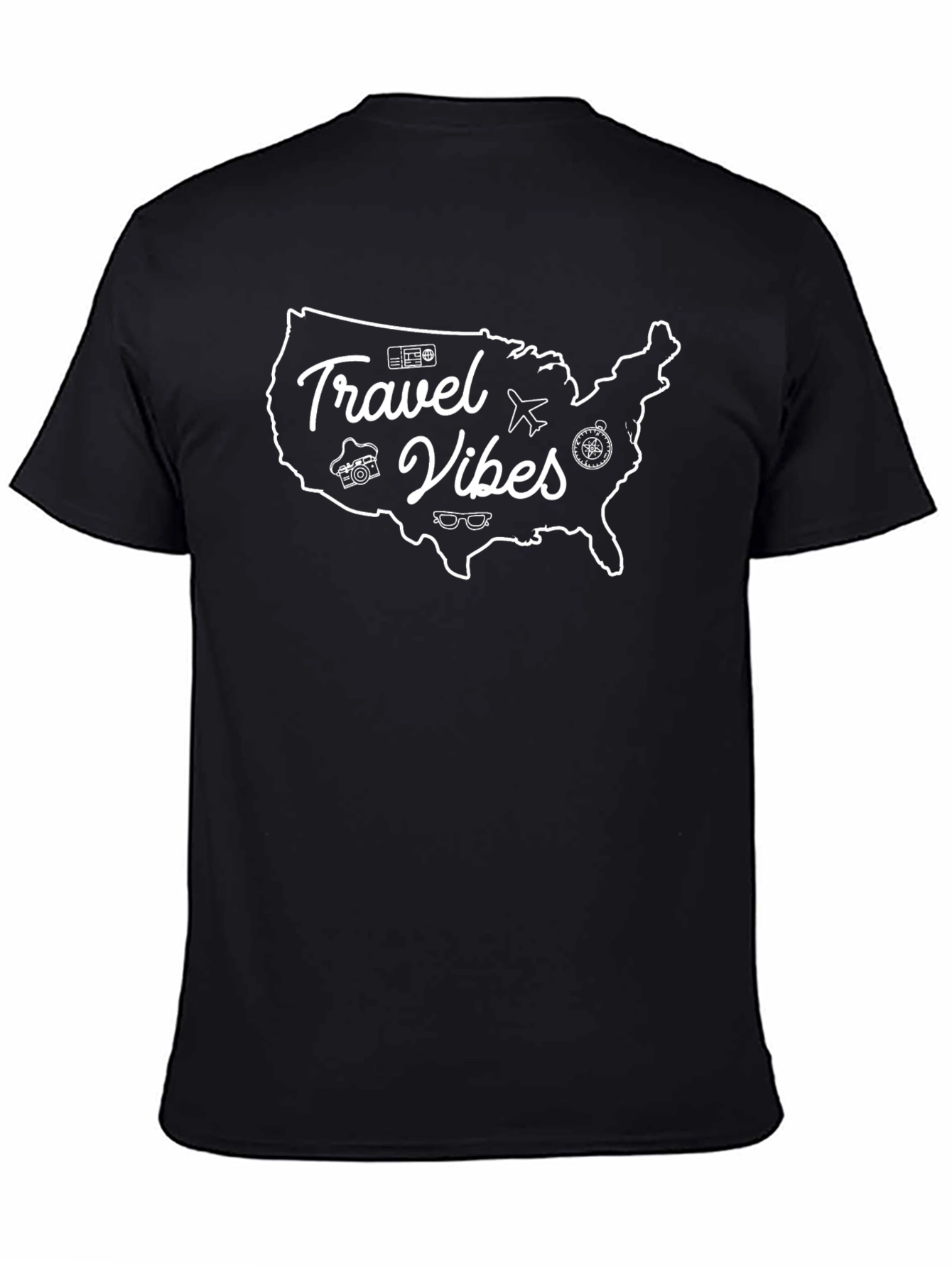 Camiseta Negra Travel Vibes USA