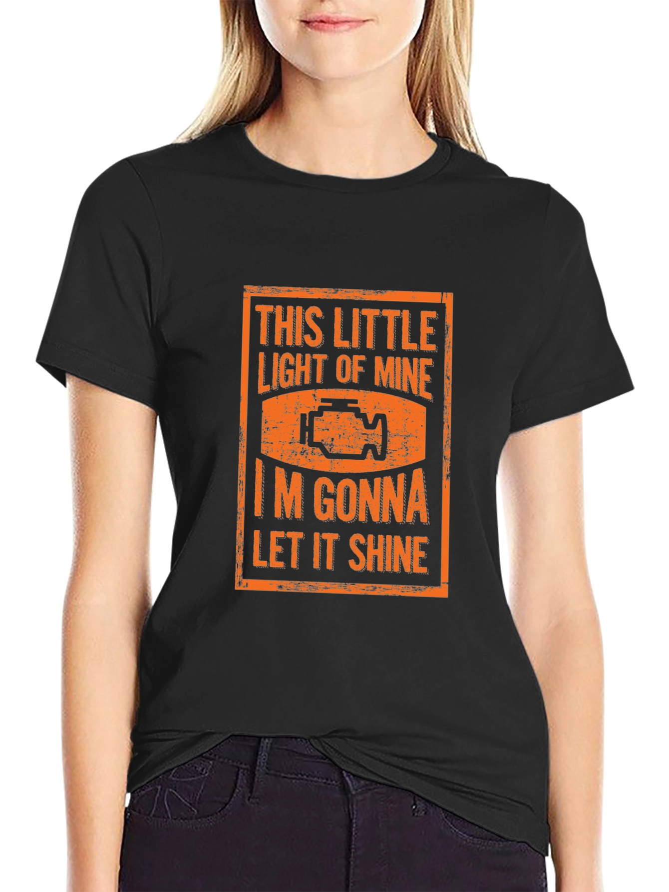 Camiseta Negra Check Engine Divertida