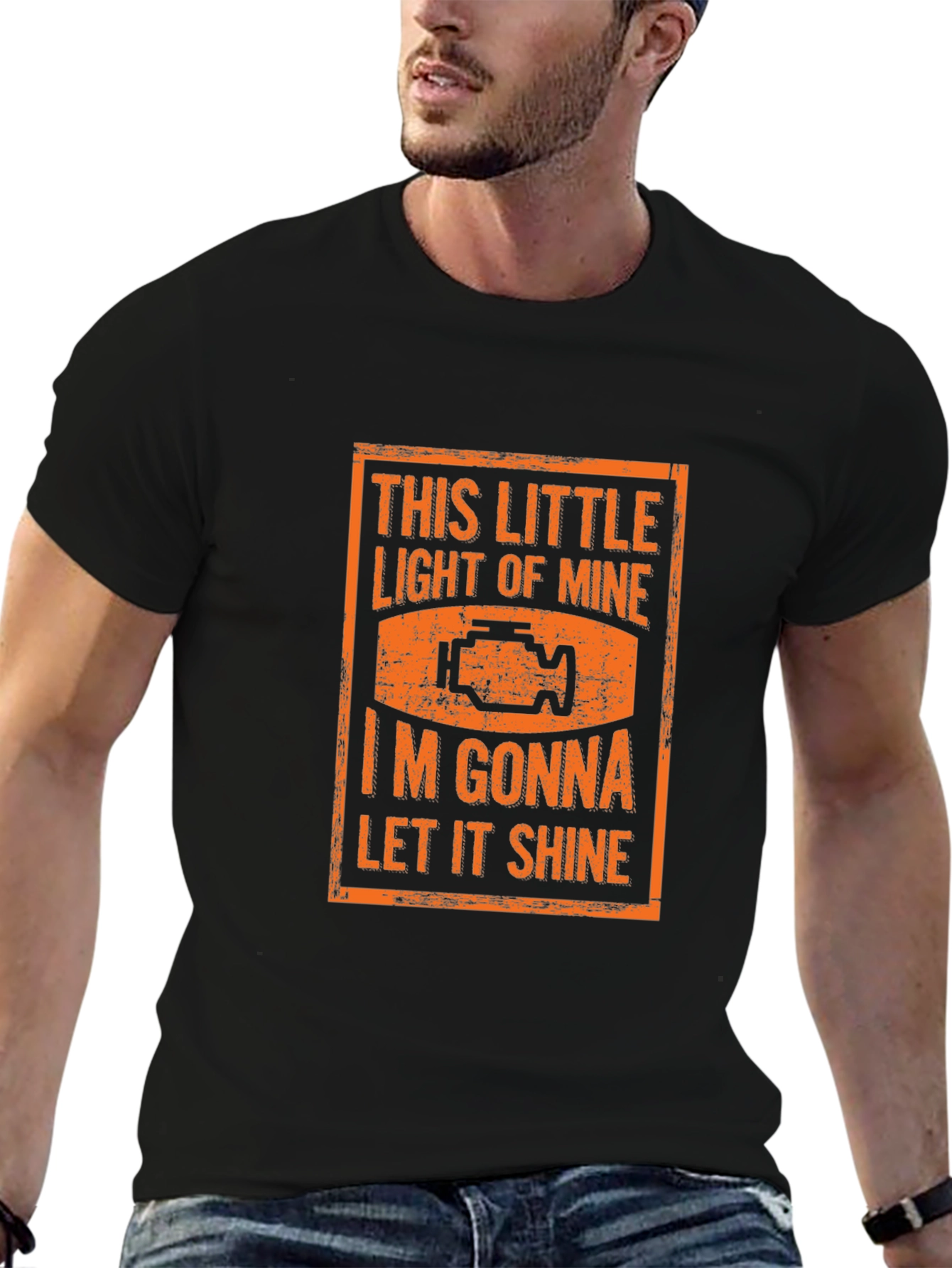 Camiseta Negra Check Engine Divertida