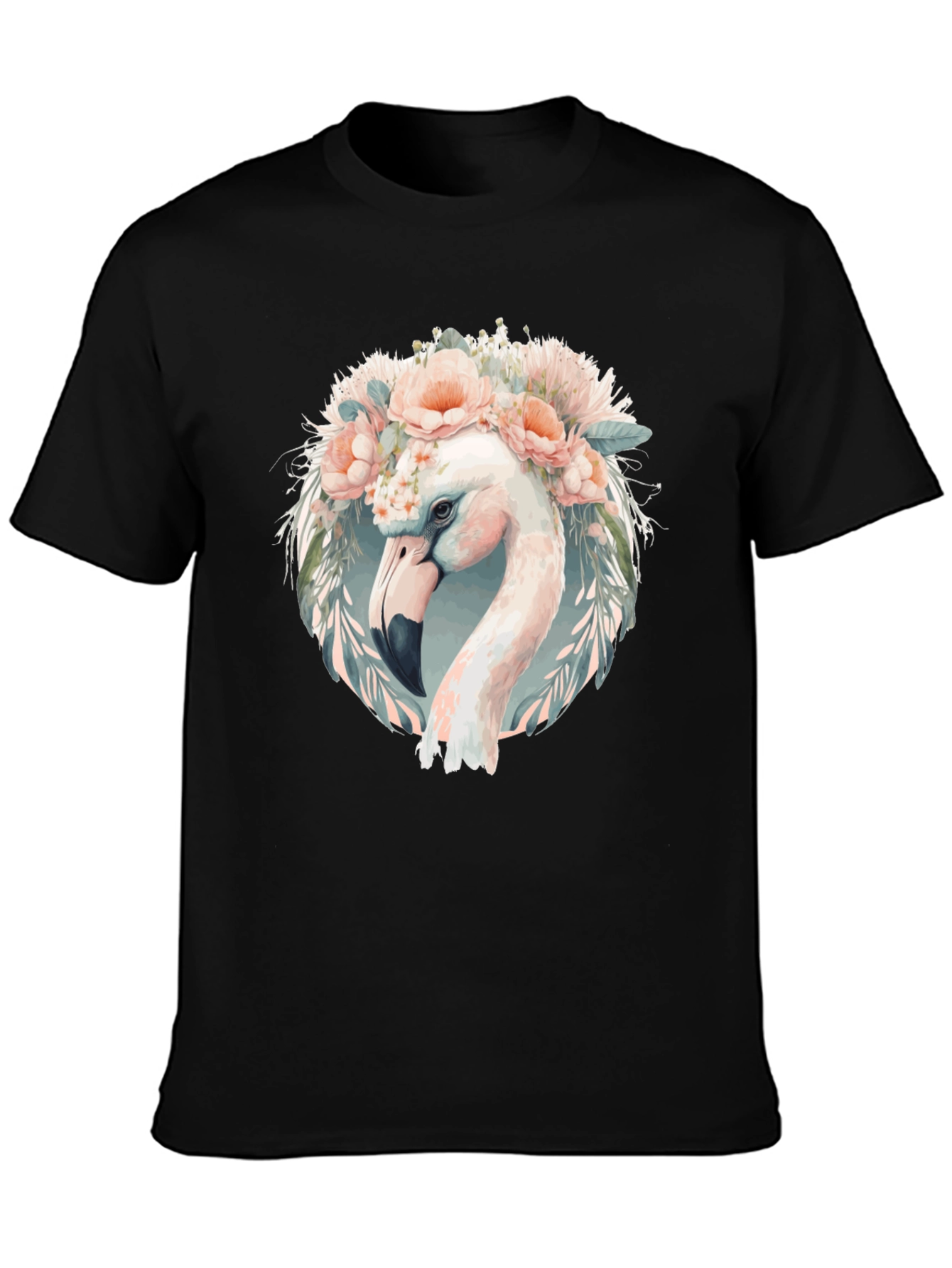Camiseta Negra con Diseño de Flamenco Floral