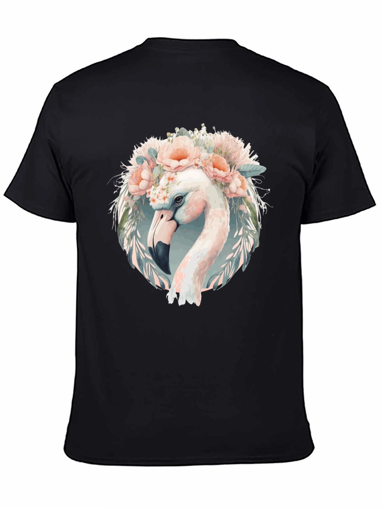 Camiseta Negra con Diseño de Flamenco Floral