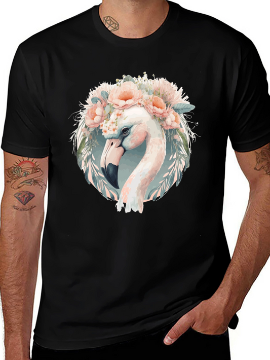 Camiseta Negra con Diseño de Flamenco Floral