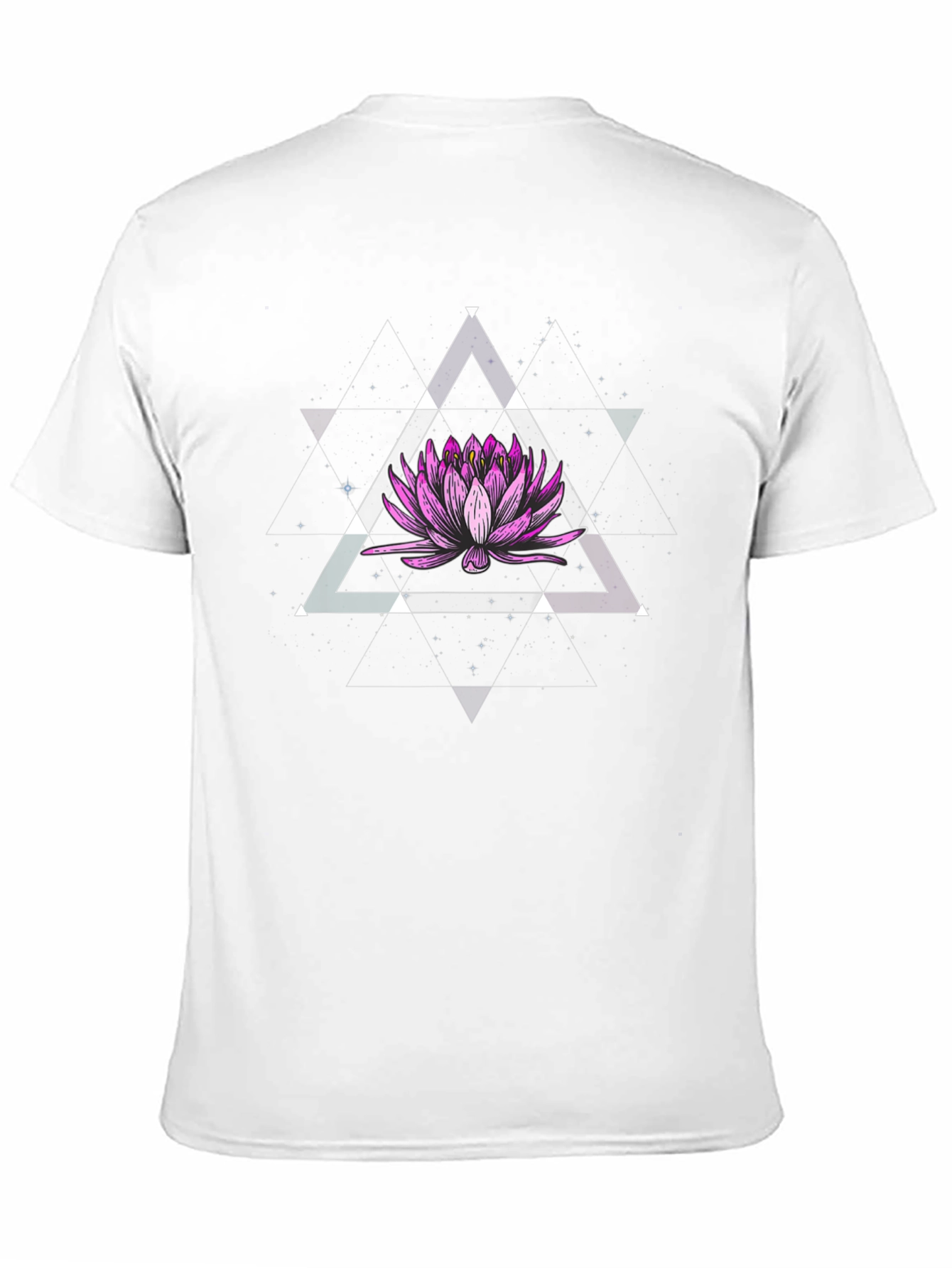 Camiseta Negra con Diseño Floral Geométrico Espacial