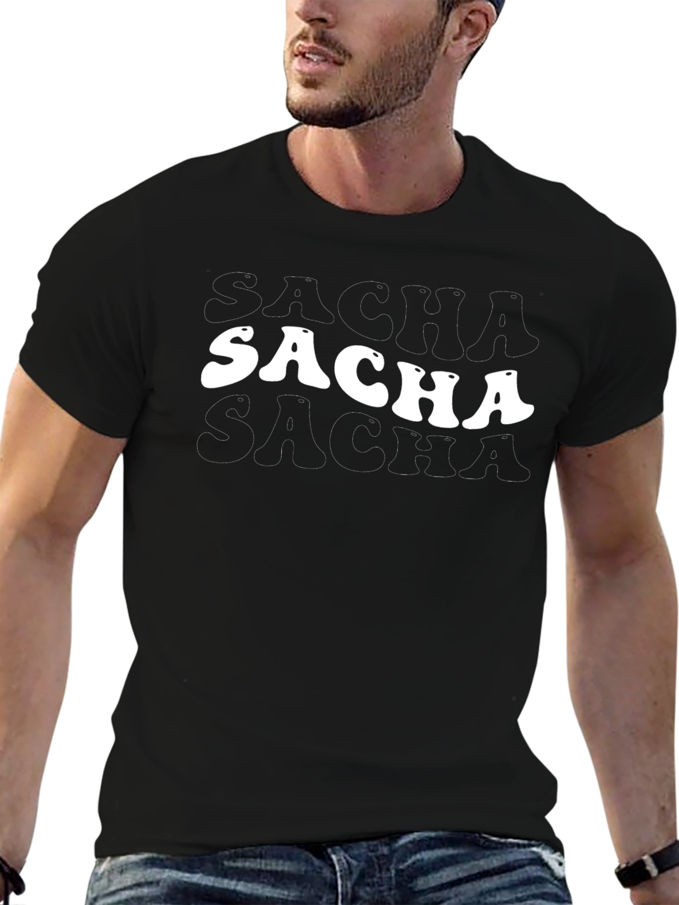 Camiseta Negra Sacha Estilo Retro