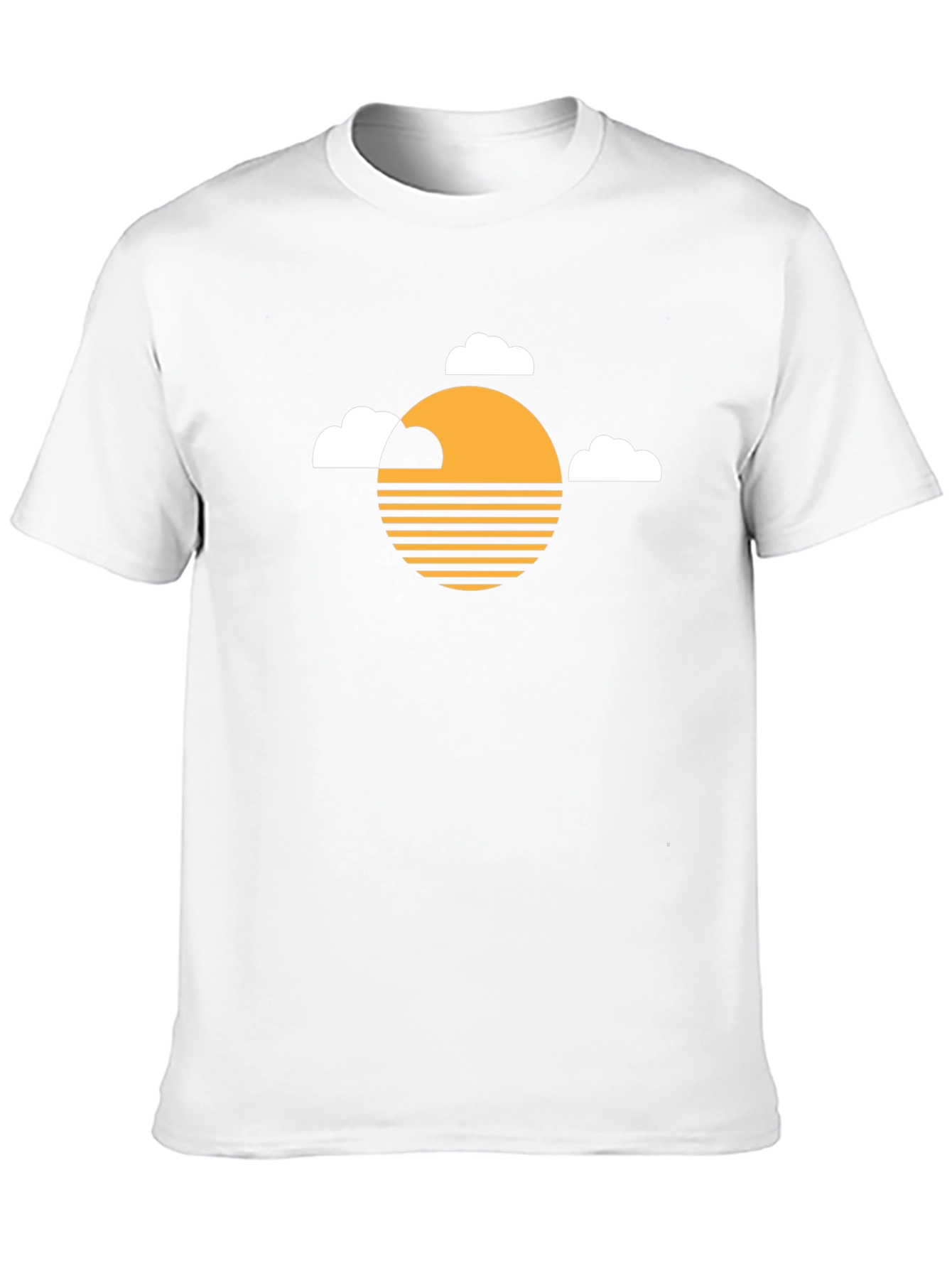 Camiseta Negra con Diseño de Sol y Nubes