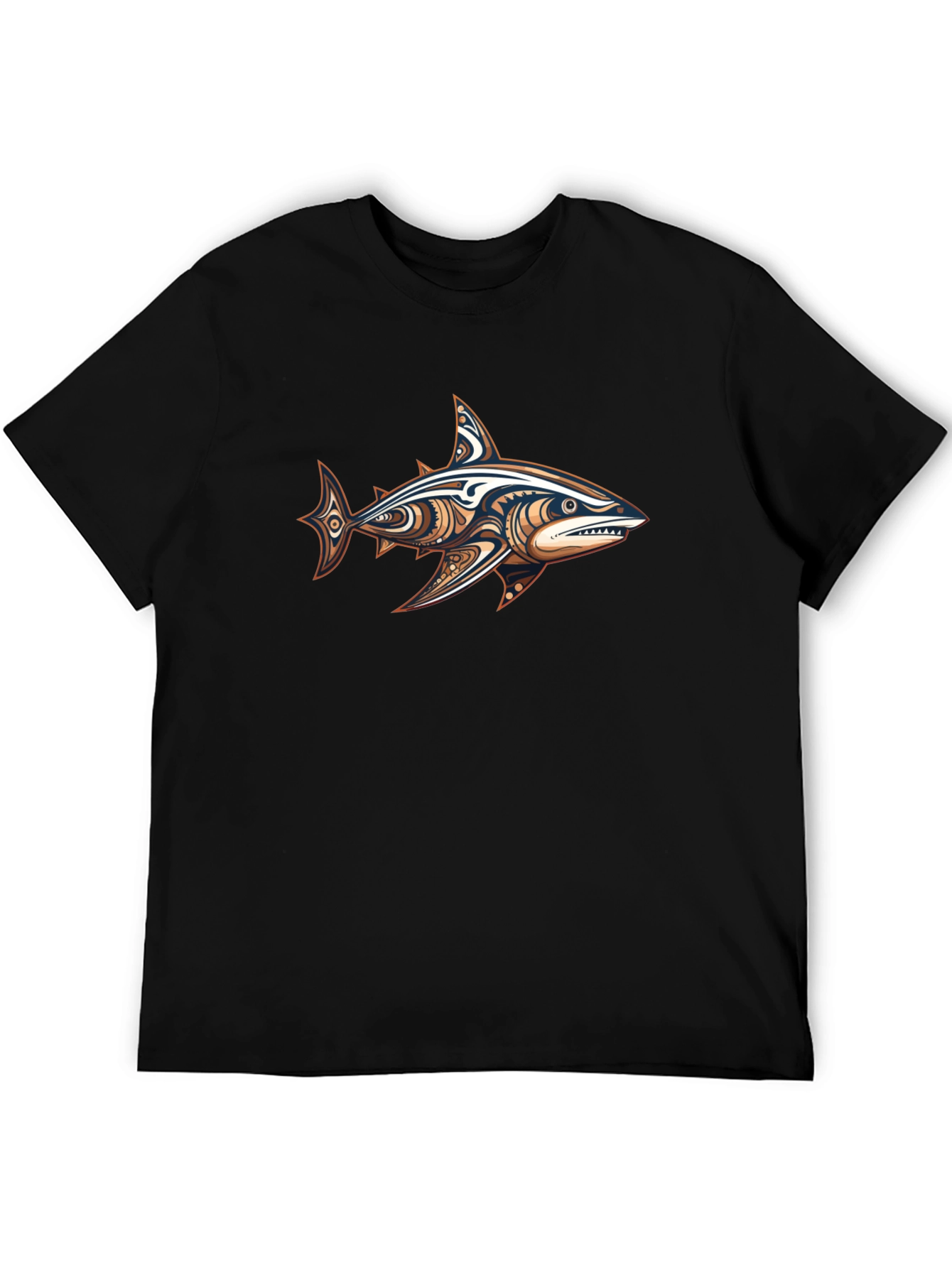 Camiseta Negra con Diseño de Tiburón Tribal