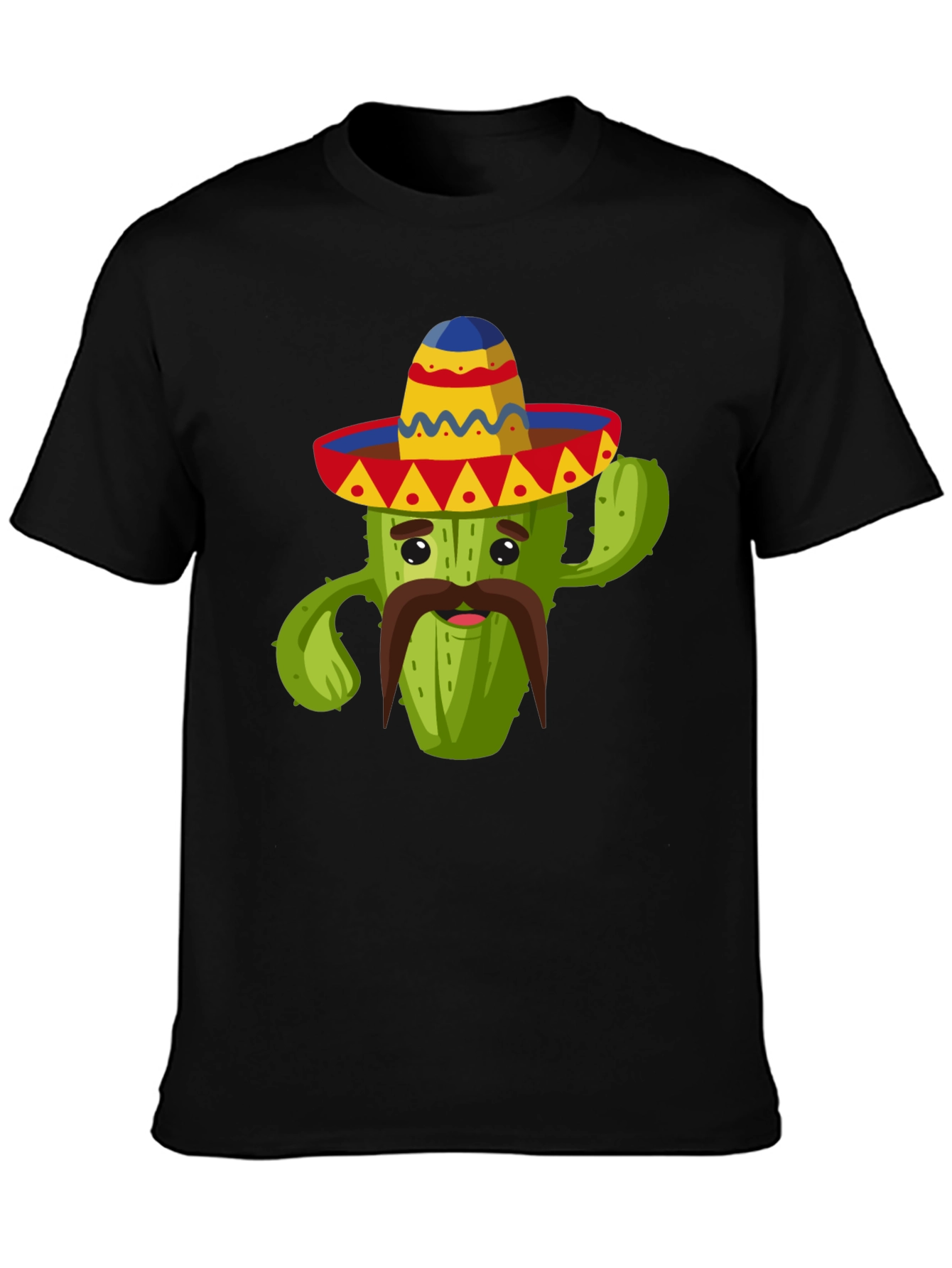 Camiseta Negra con Diseño de Cactus Mexicano