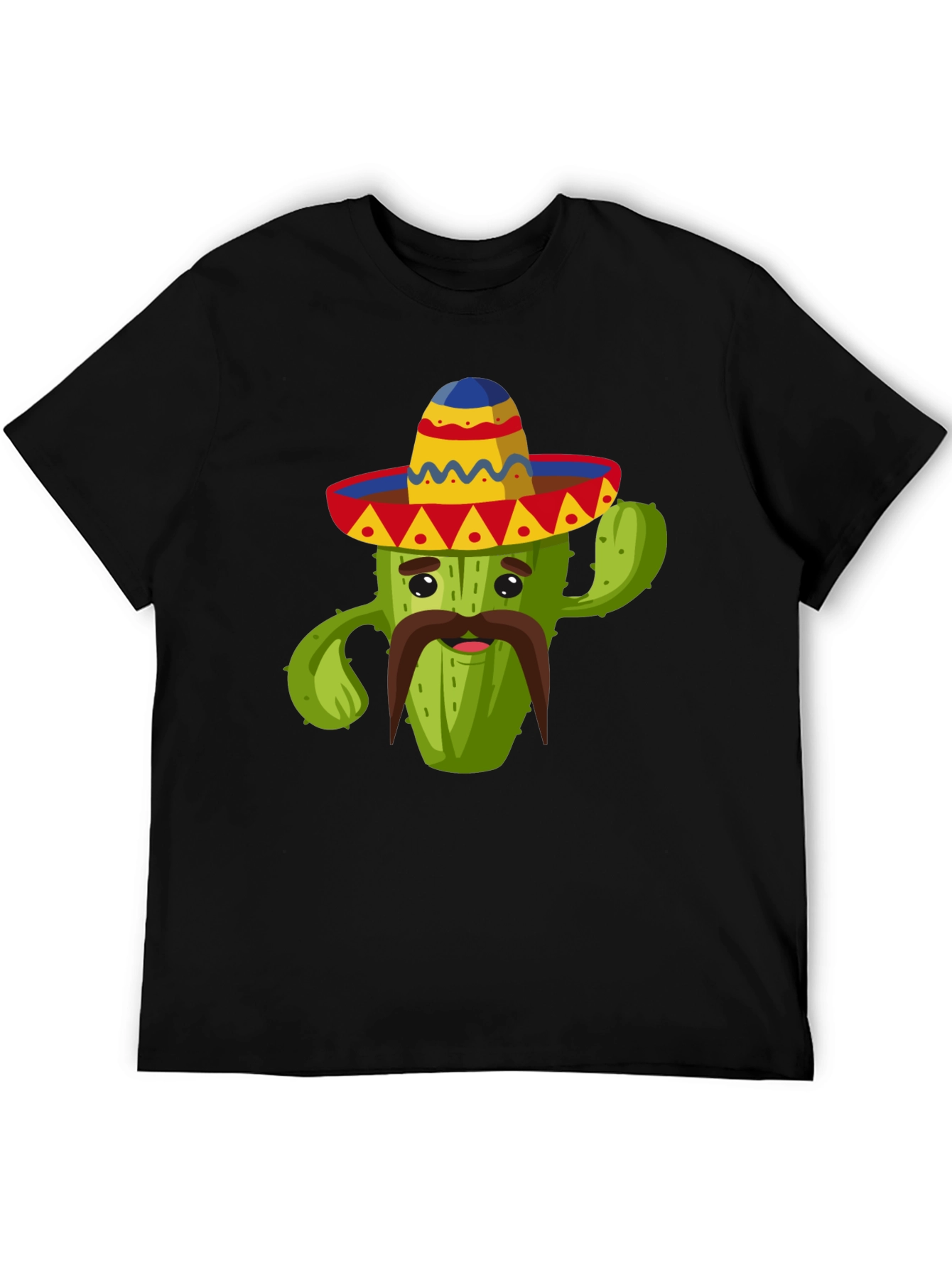 Camiseta Negra con Diseño de Cactus Mexicano