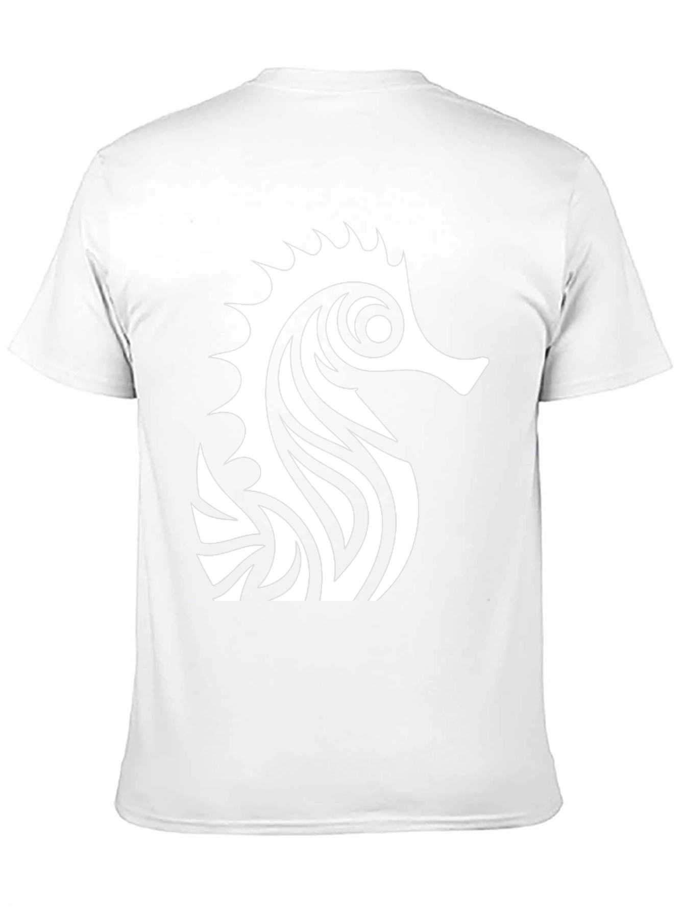 Camiseta Negra con Diseño de Caballito de Mar Tribal