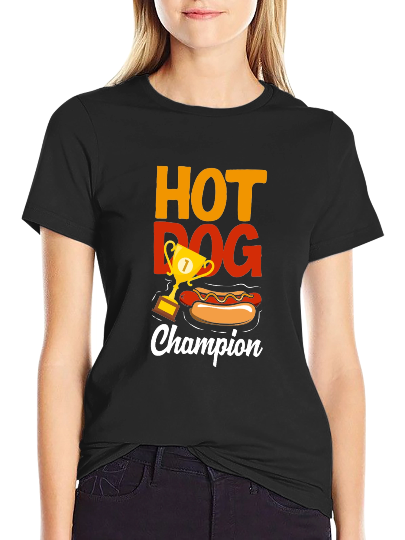 Camiseta Negra Campeón Hot Dog