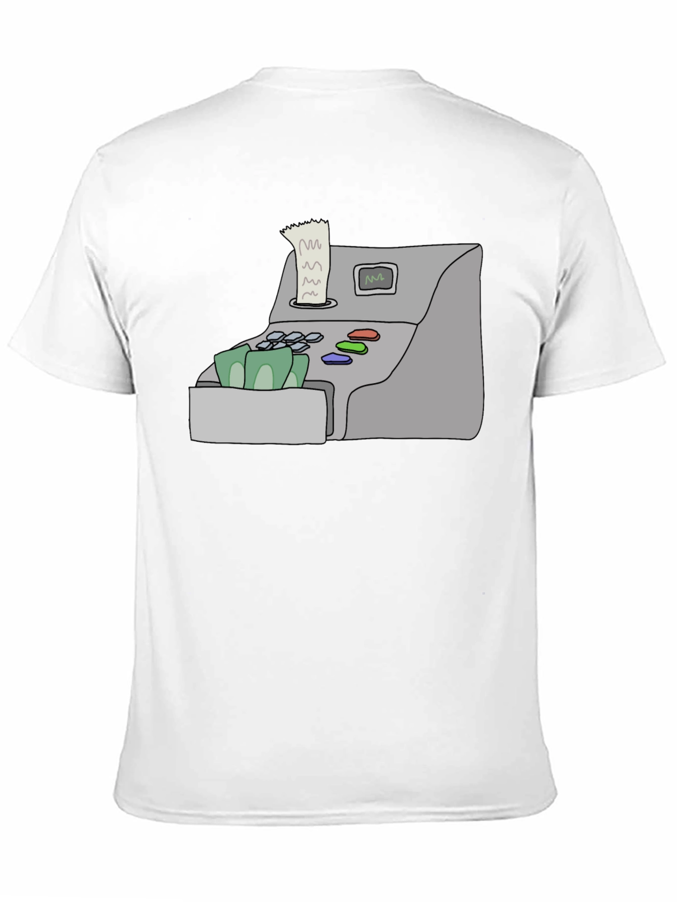 Camiseta Negra con Diseño de Caja Registradora