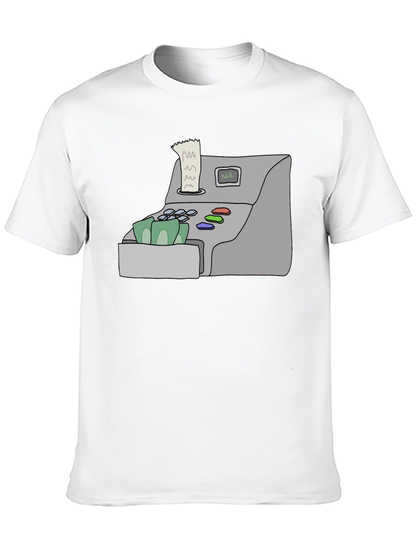 Camiseta Negra con Diseño de Caja Registradora
