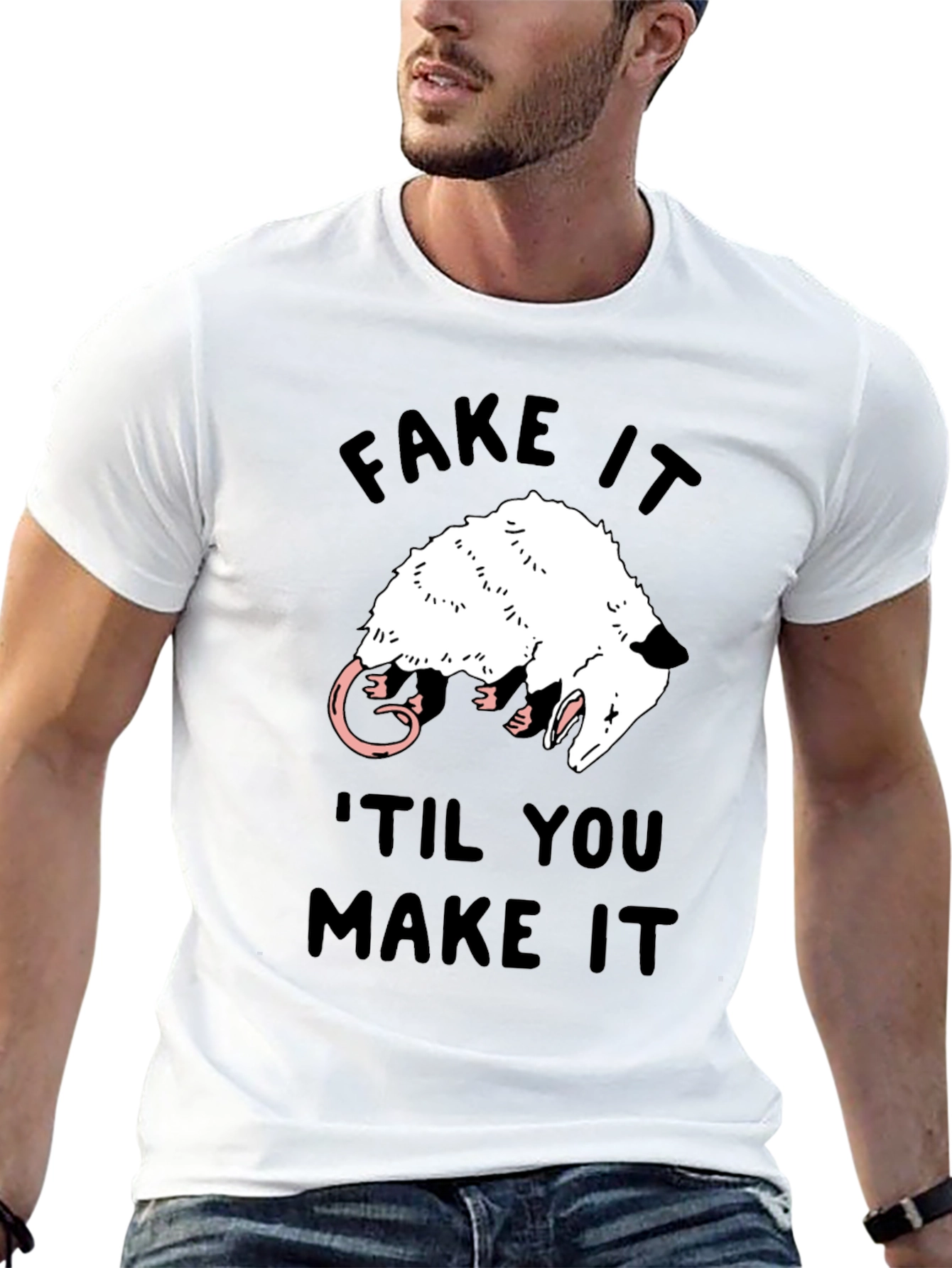Camiseta Negra Fake It Til You Make It Zarigüeya