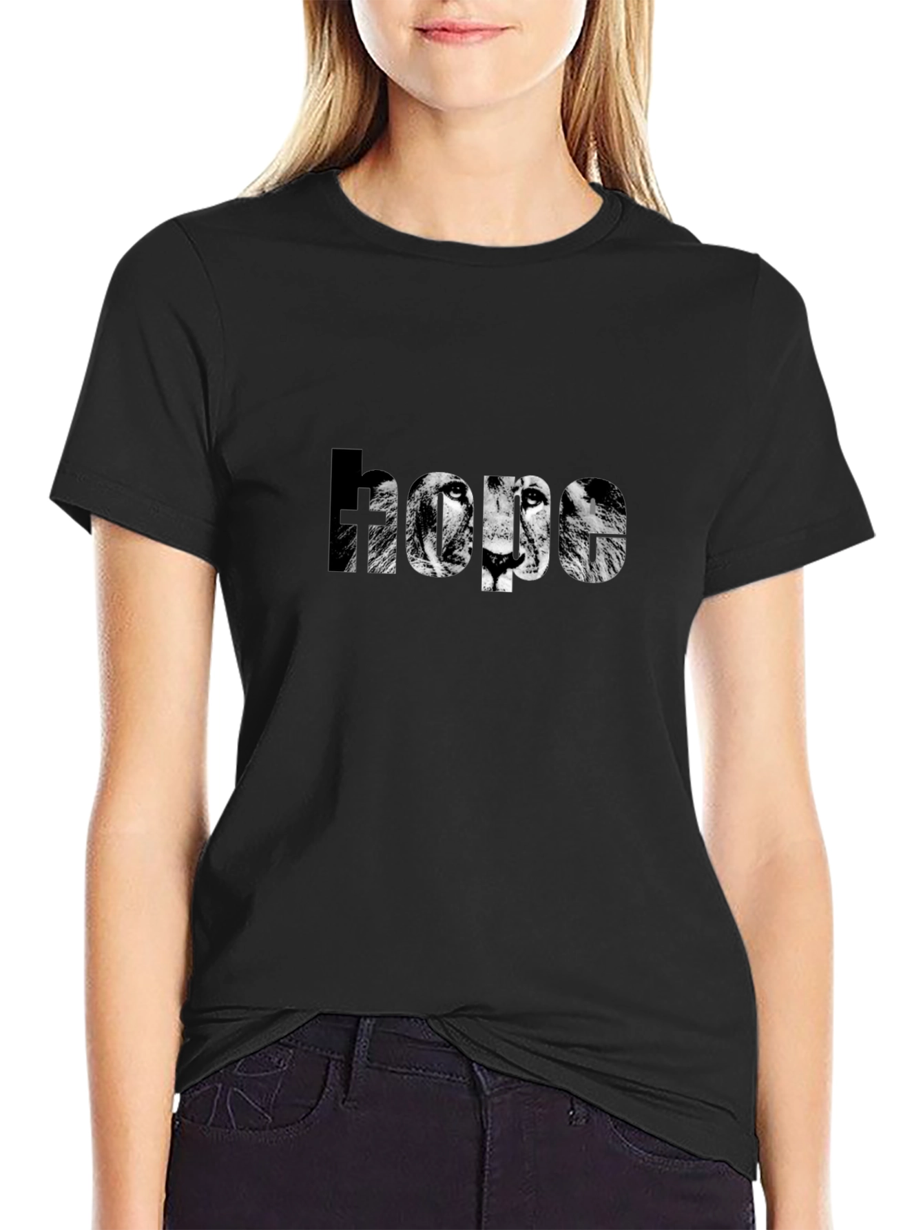 Camiseta Negra Esperanza con Diseño de León