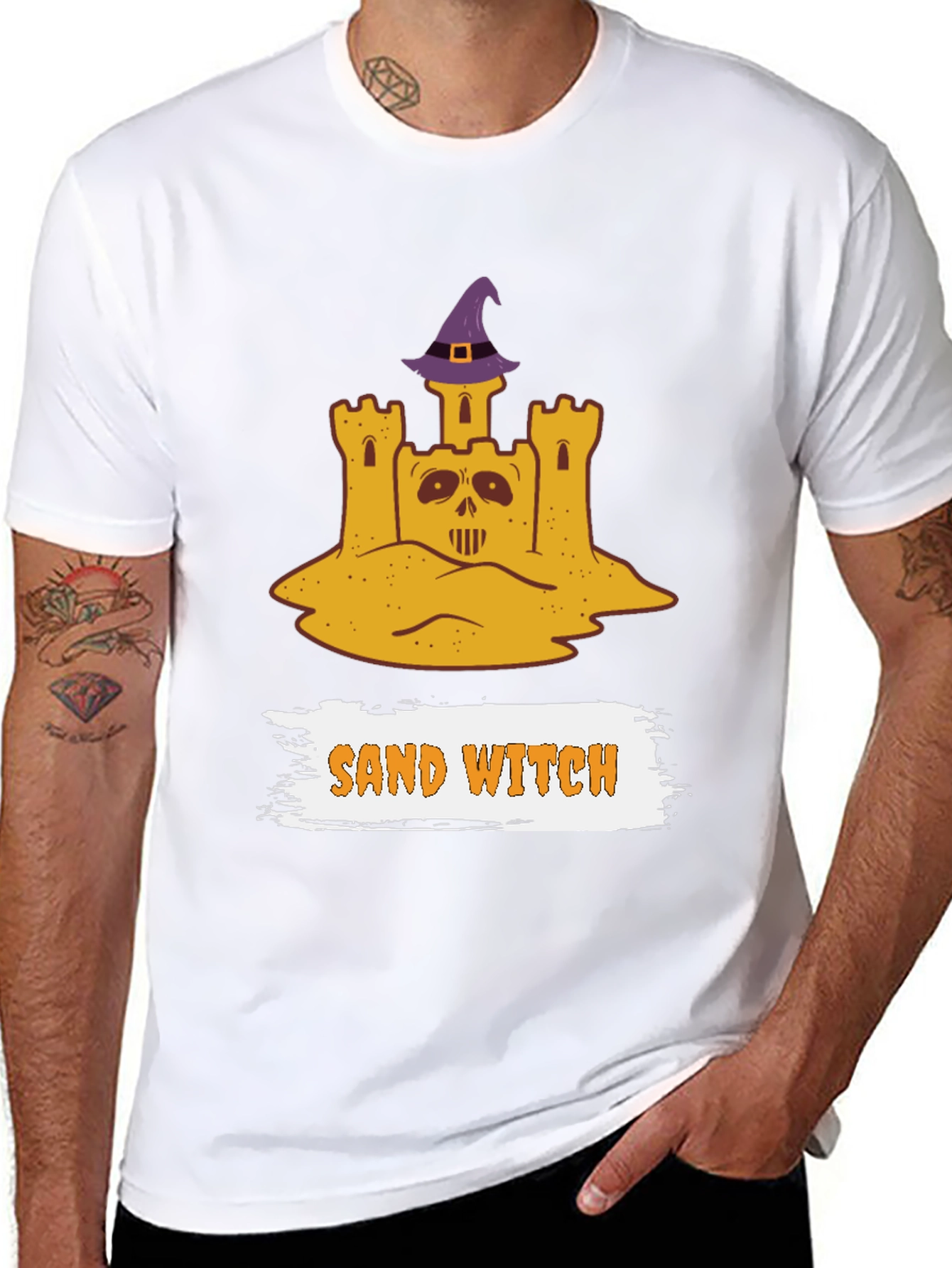 Camiseta Halloween Castillo de Arena Bruja - Diseño Divertido