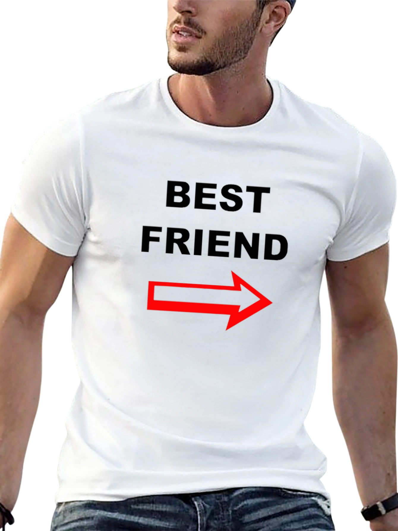 Camiseta Negra Best Friend con Flecha Roja