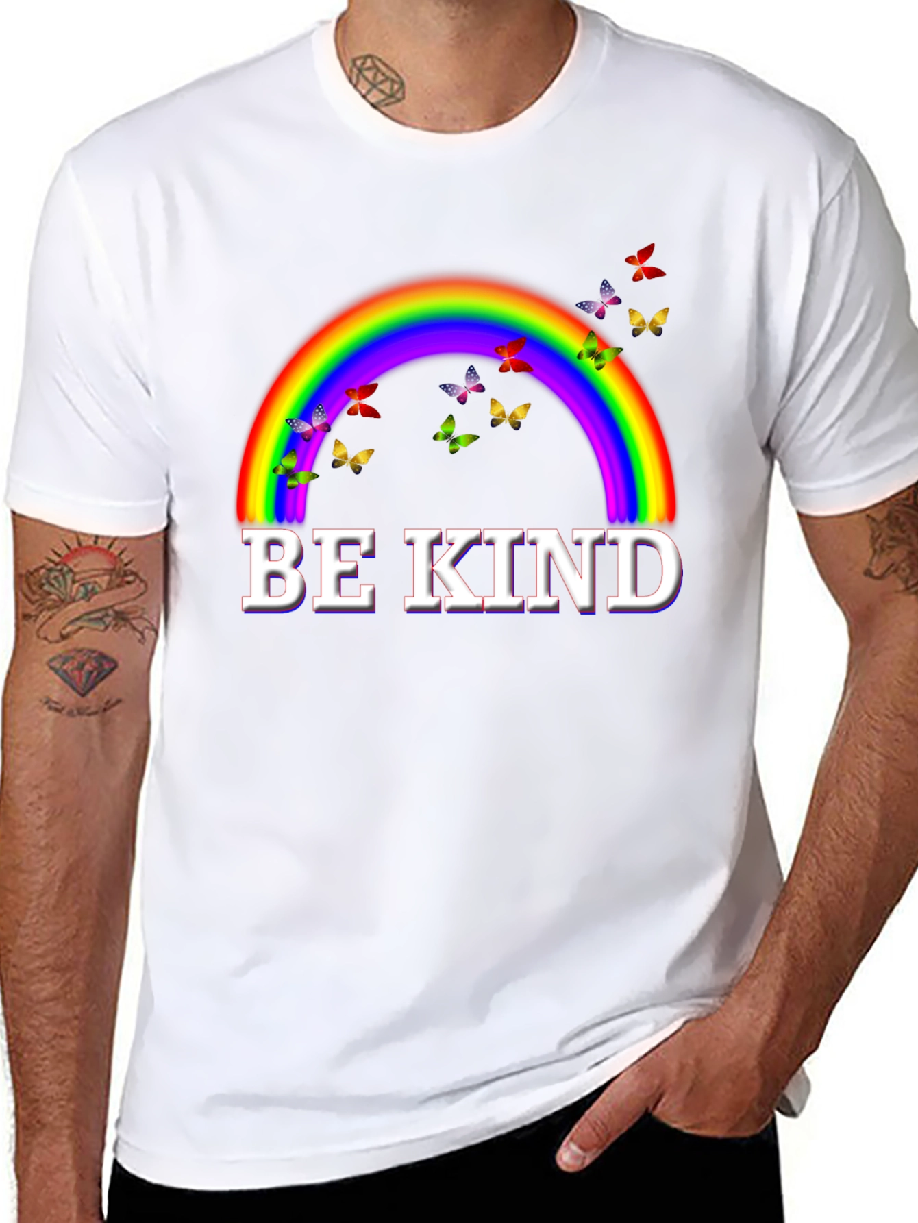 Camiseta Negra Arcoíris Sé Amable
