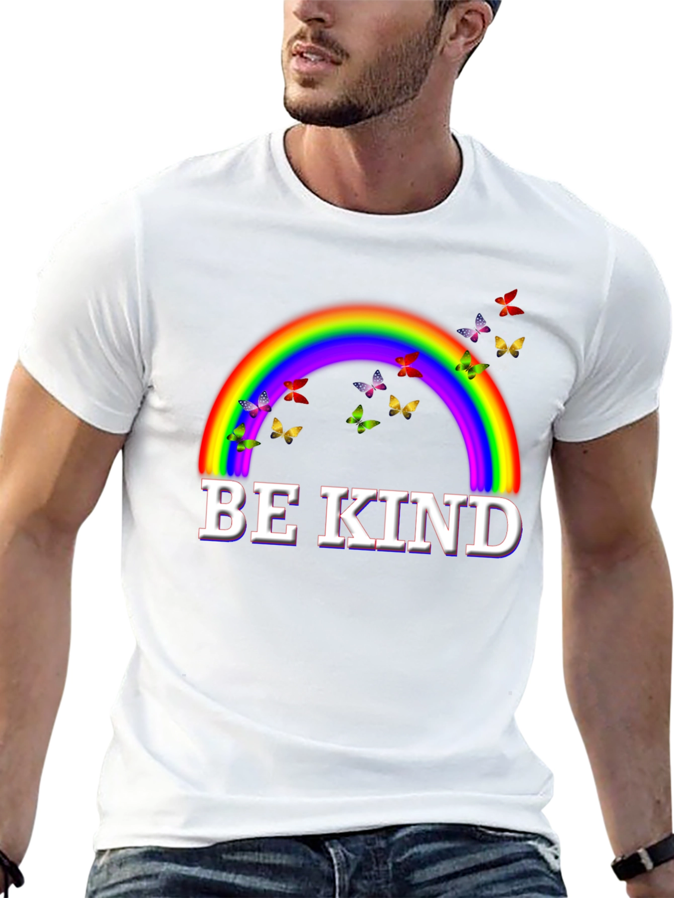 Camiseta Negra Arcoíris Sé Amable