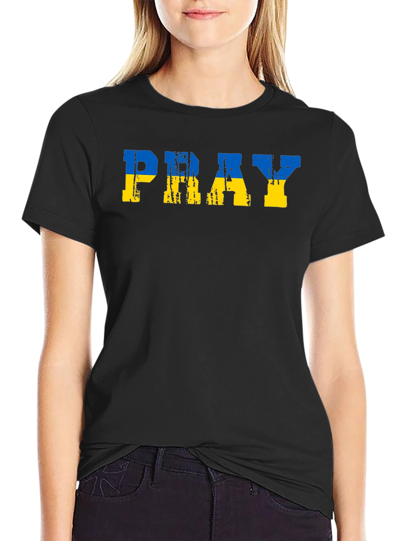 Camiseta Negra Pray for Ukraine