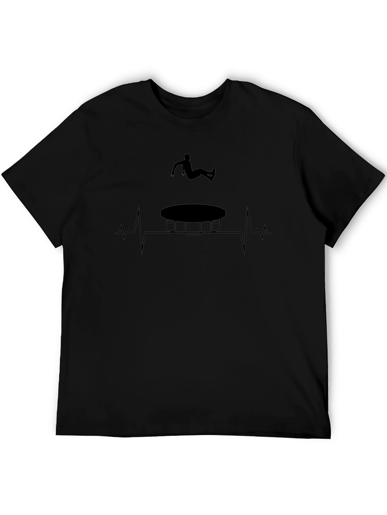 Camiseta Negra: Trampolín y Ritmo Cardíaco