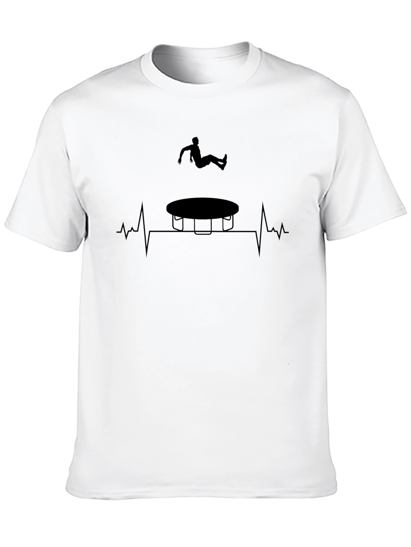 Camiseta Negra: Trampolín y Ritmo Cardíaco