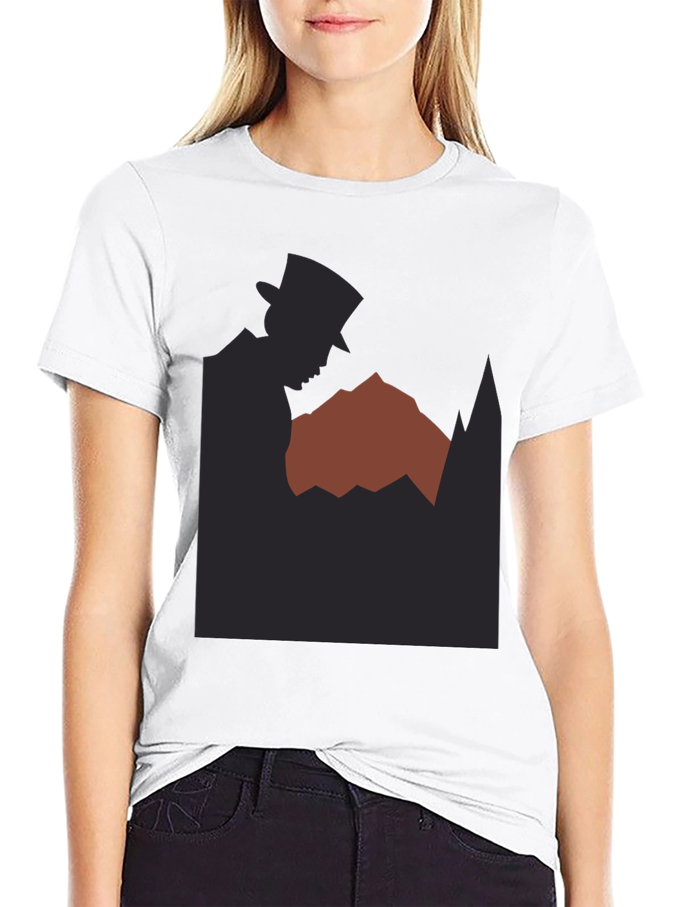 Camiseta Negra Hombre Diseño Misterioso Silueta