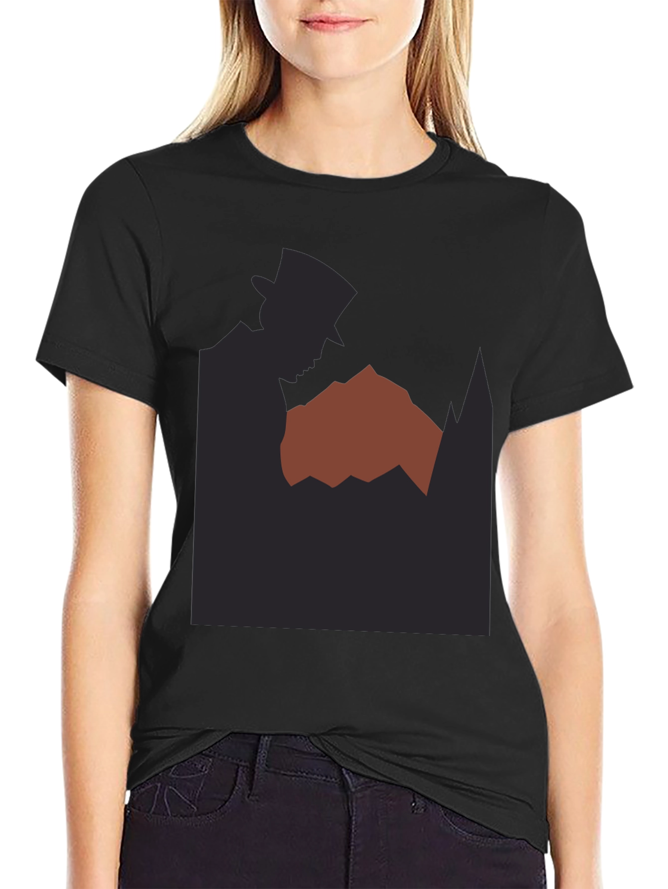 Camiseta Negra Hombre Diseño Misterioso Silueta