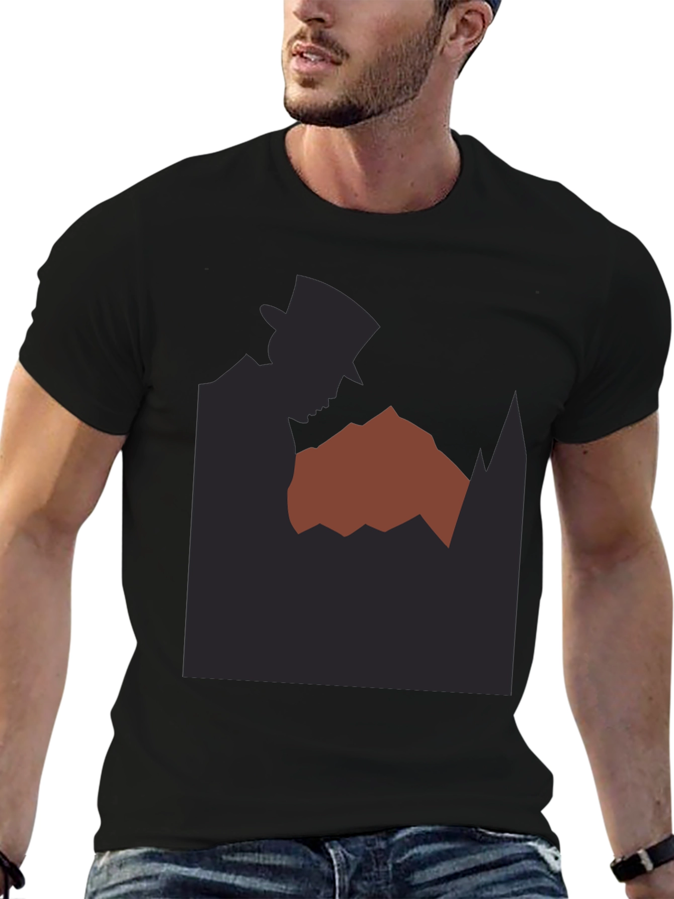 Camiseta Negra Hombre Diseño Misterioso Silueta