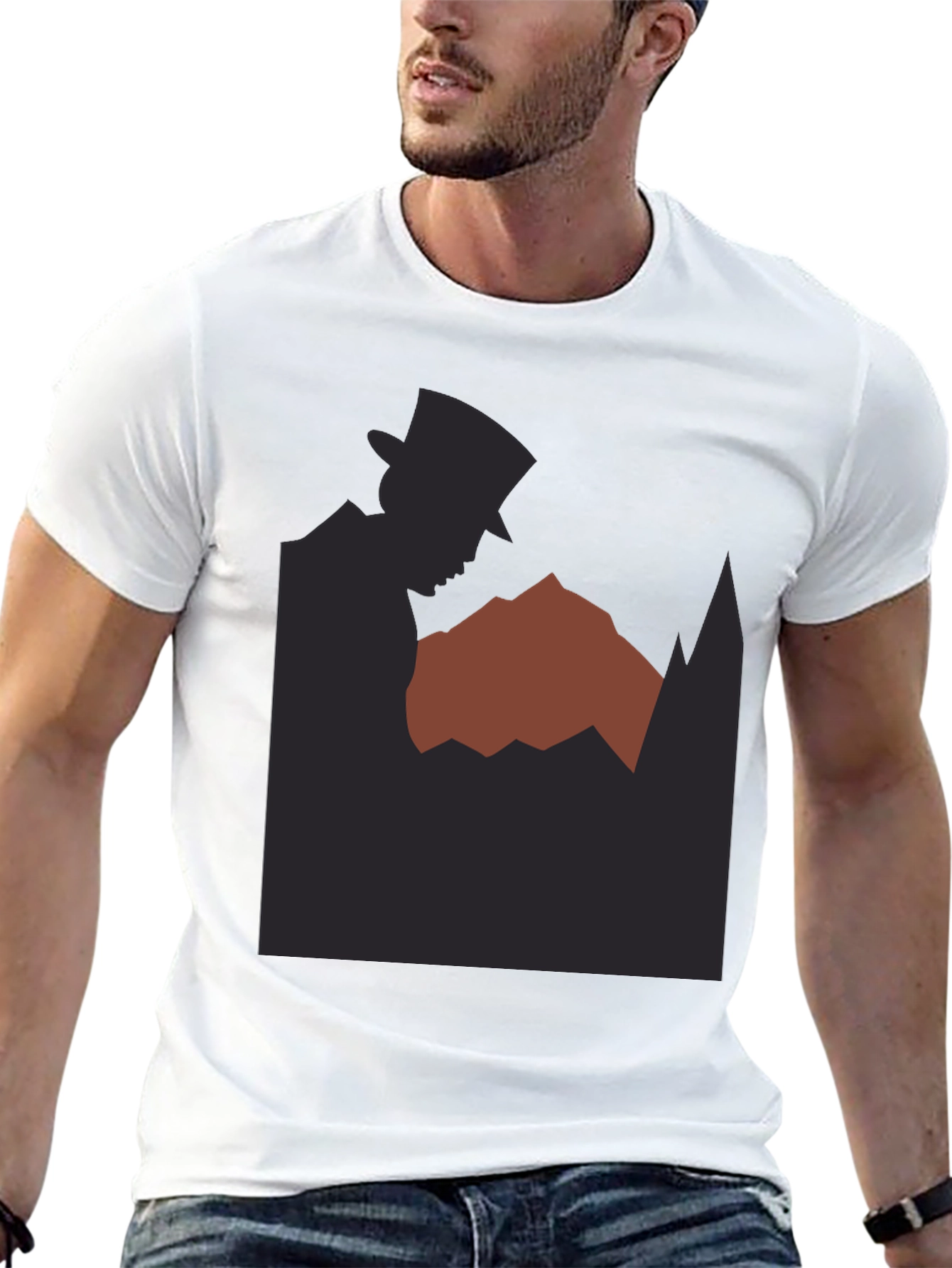 Camiseta Negra Hombre Diseño Misterioso Silueta