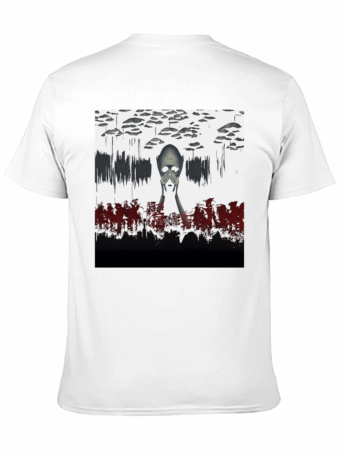 Camiseta Negra con Diseño Abstracto y Misterioso