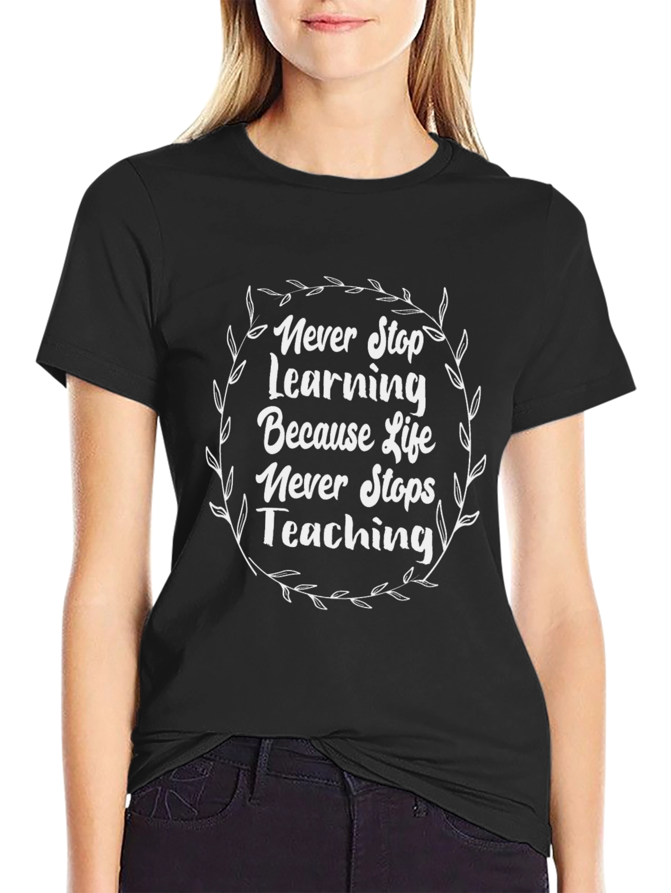Camiseta Negra: Nunca Dejes de Aprender