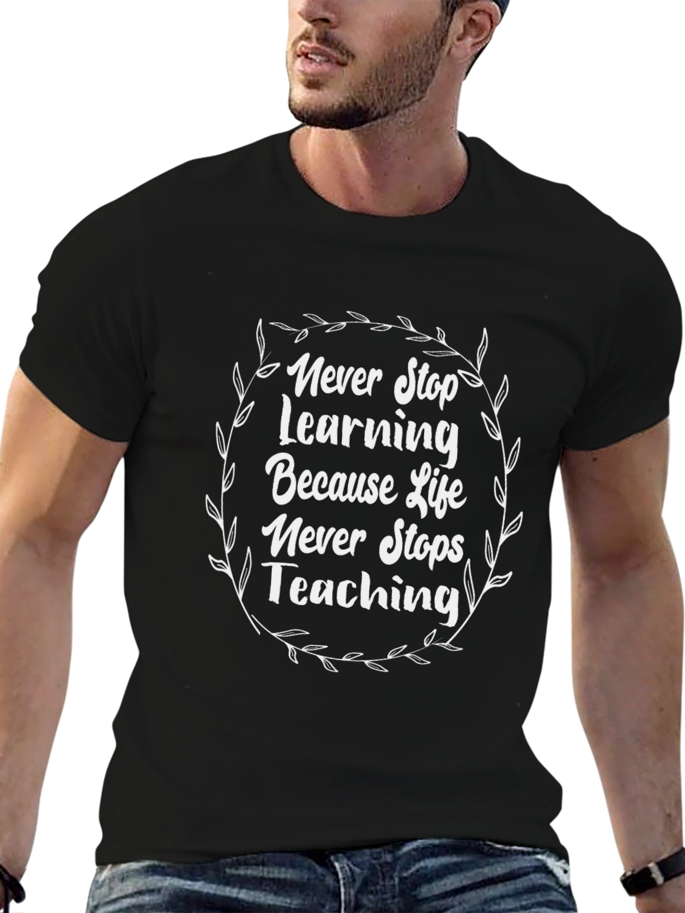 Camiseta Negra: Nunca Dejes de Aprender