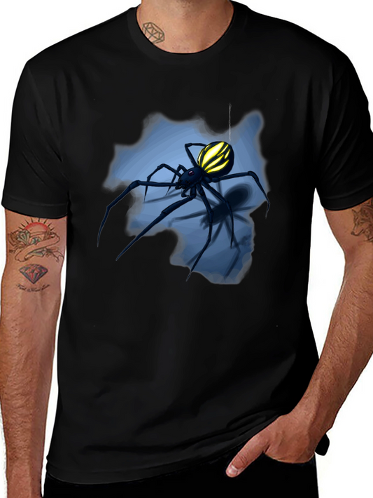 Camiseta Negra con Diseño de Araña Amarilla