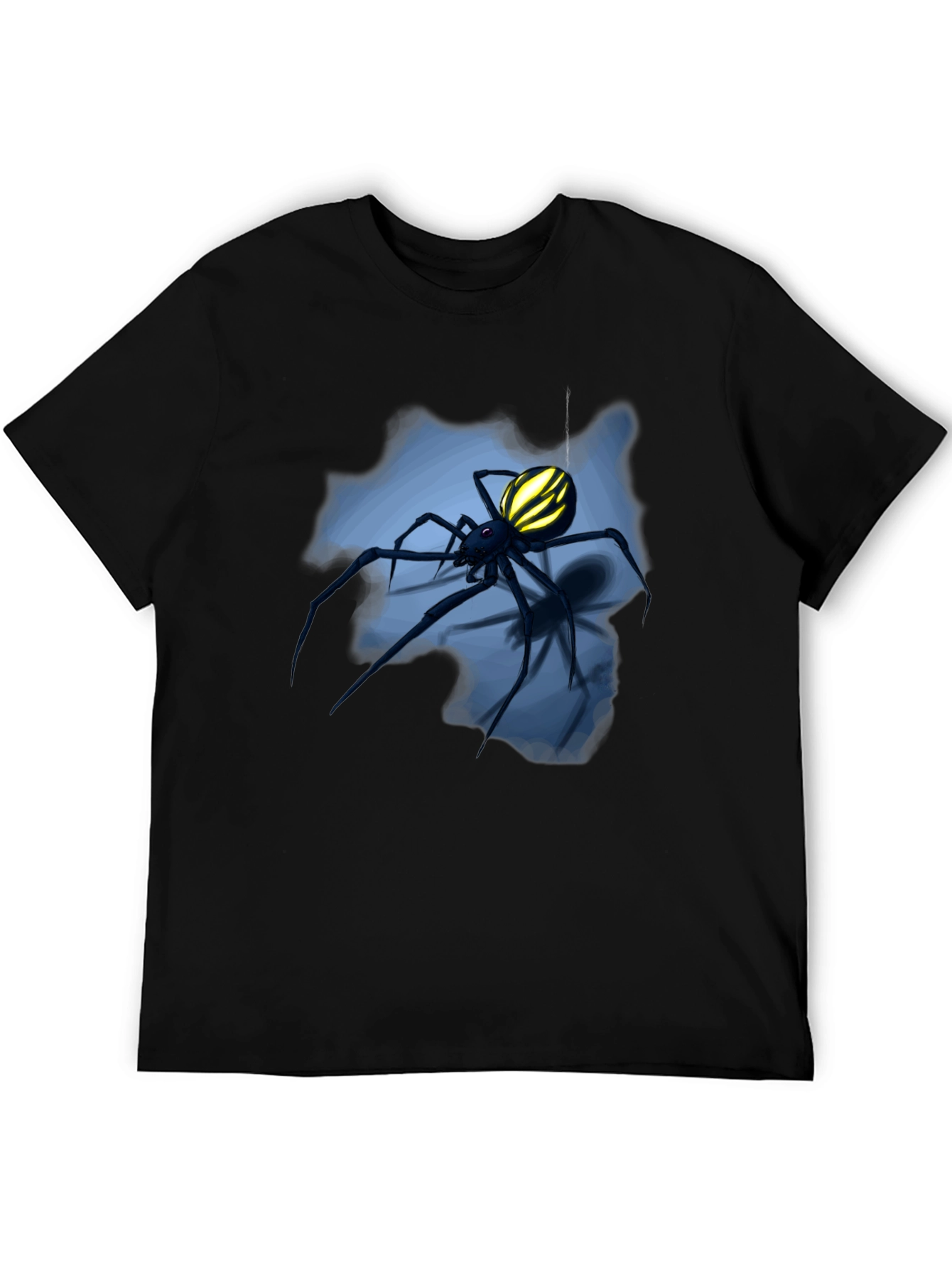 Camiseta Negra con Diseño de Araña Amarilla