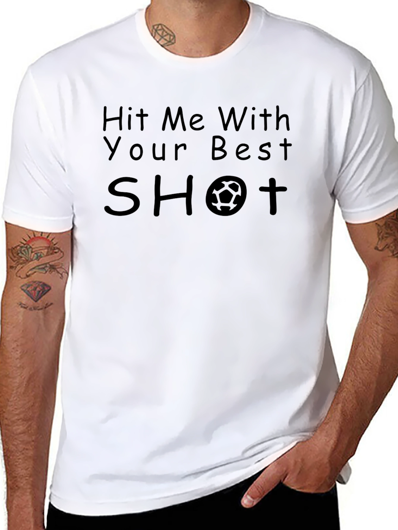 Camiseta Negra Hit Me With Your Best Shot Fútbol