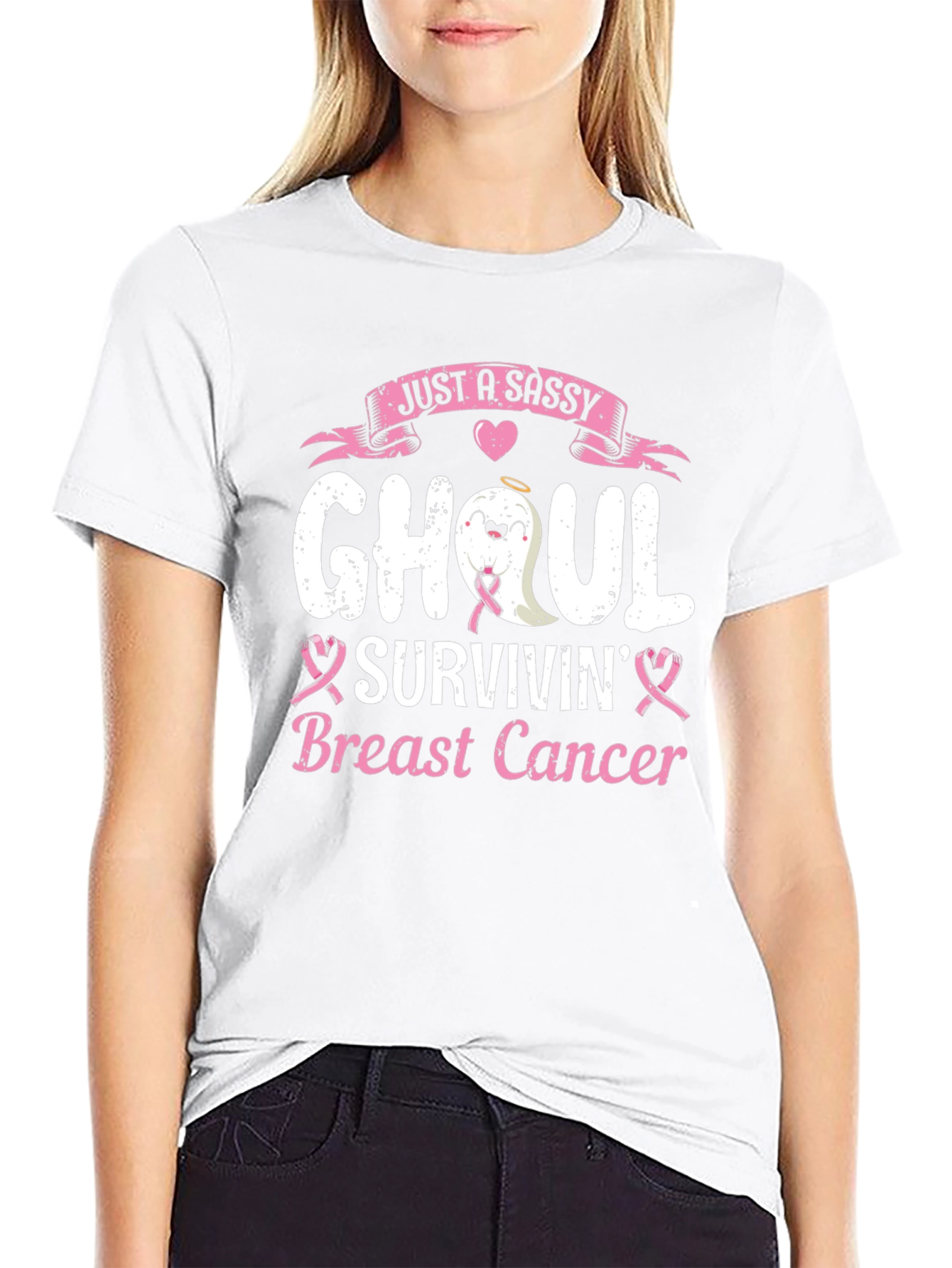 Camiseta Negra Ghoul Superviviente de Cáncer de Mama