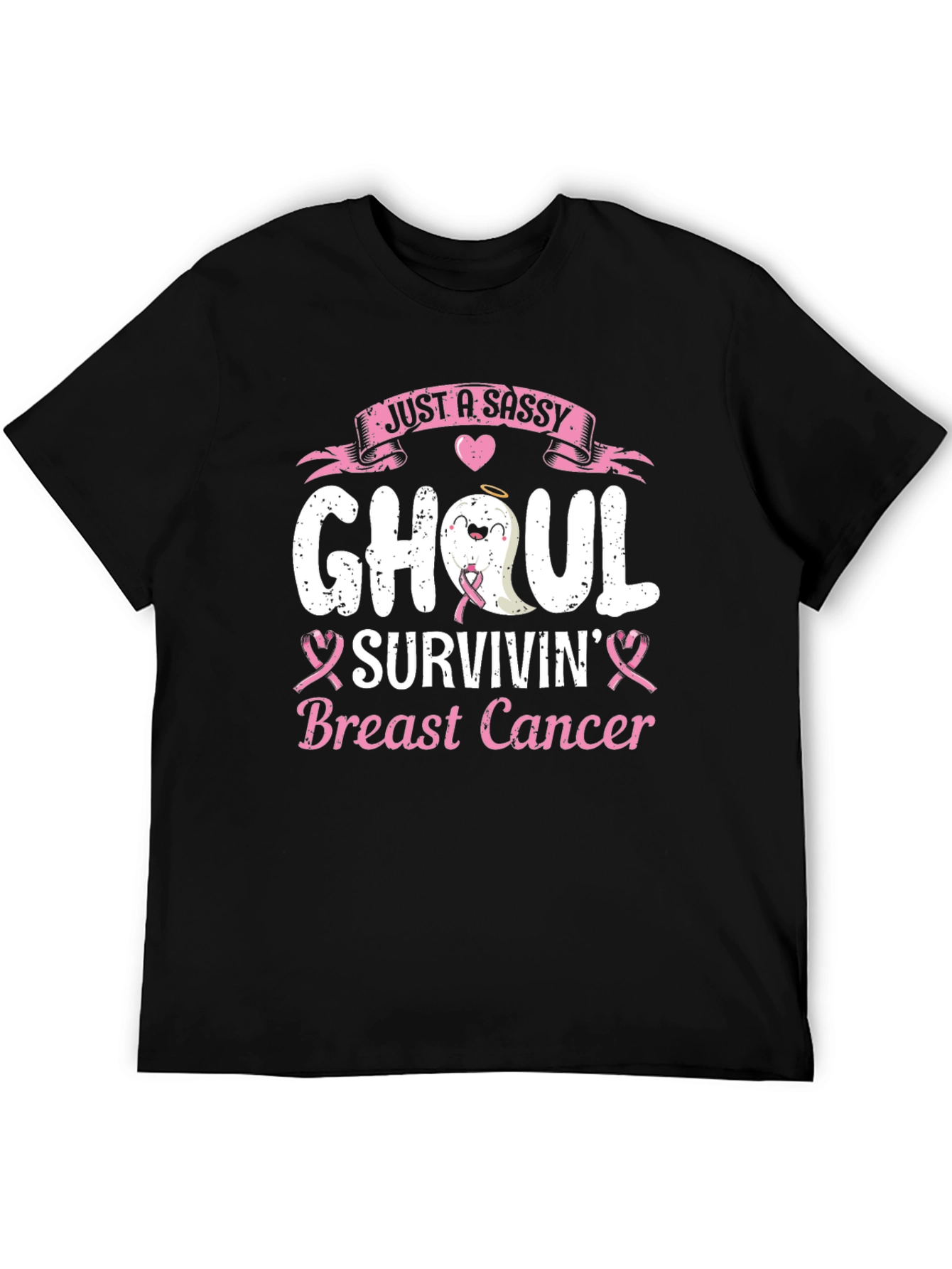 Camiseta Negra Ghoul Superviviente de Cáncer de Mama