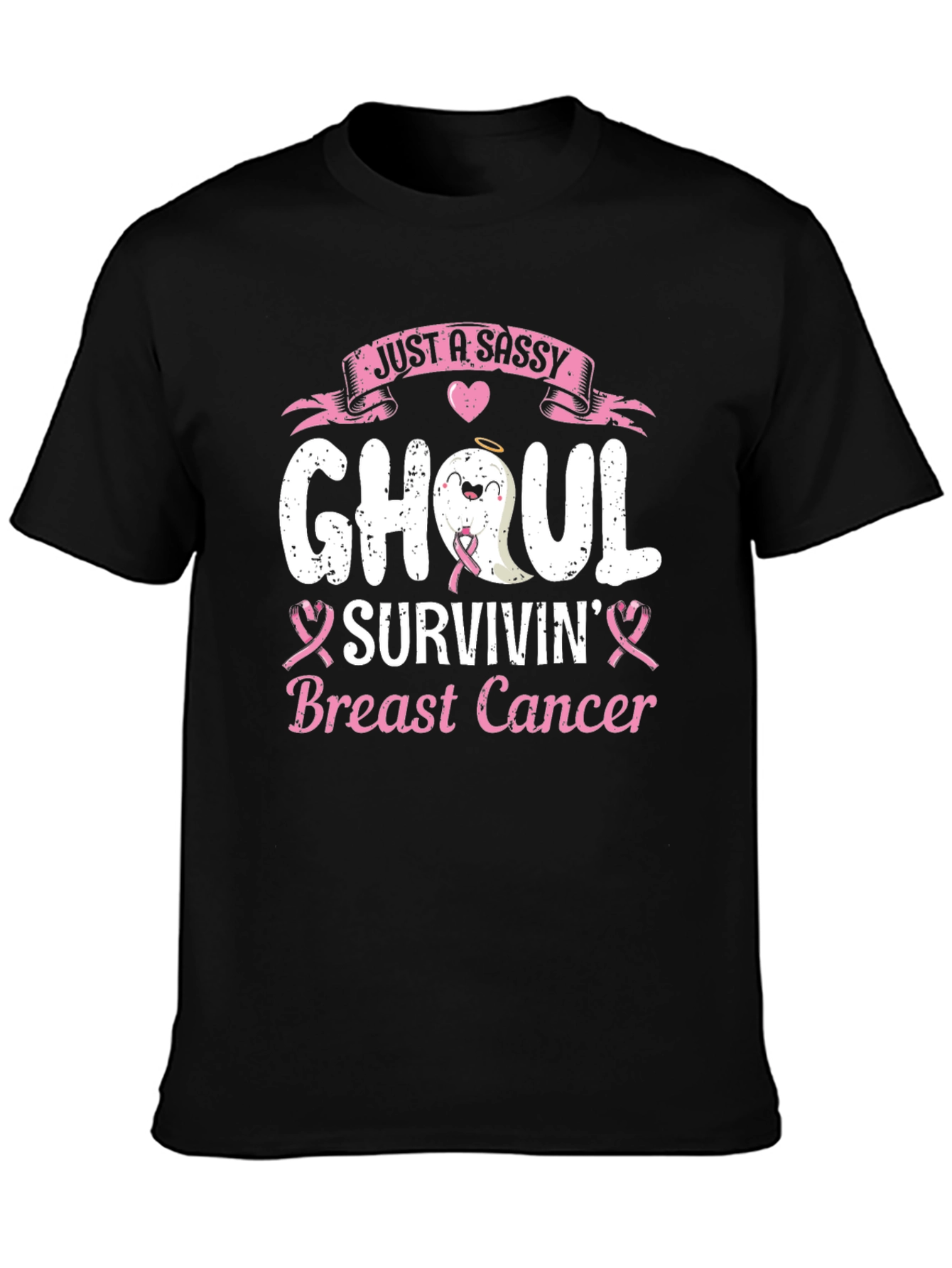 Camiseta Negra Ghoul Superviviente de Cáncer de Mama
