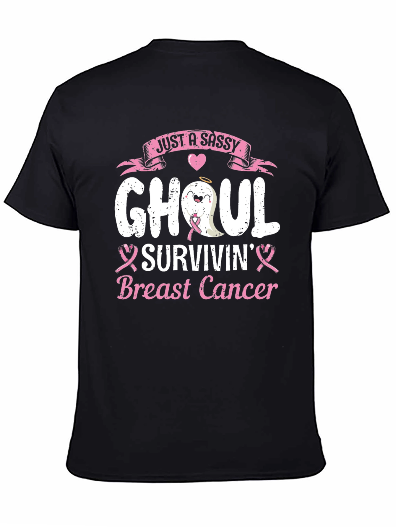Camiseta Negra Ghoul Superviviente de Cáncer de Mama