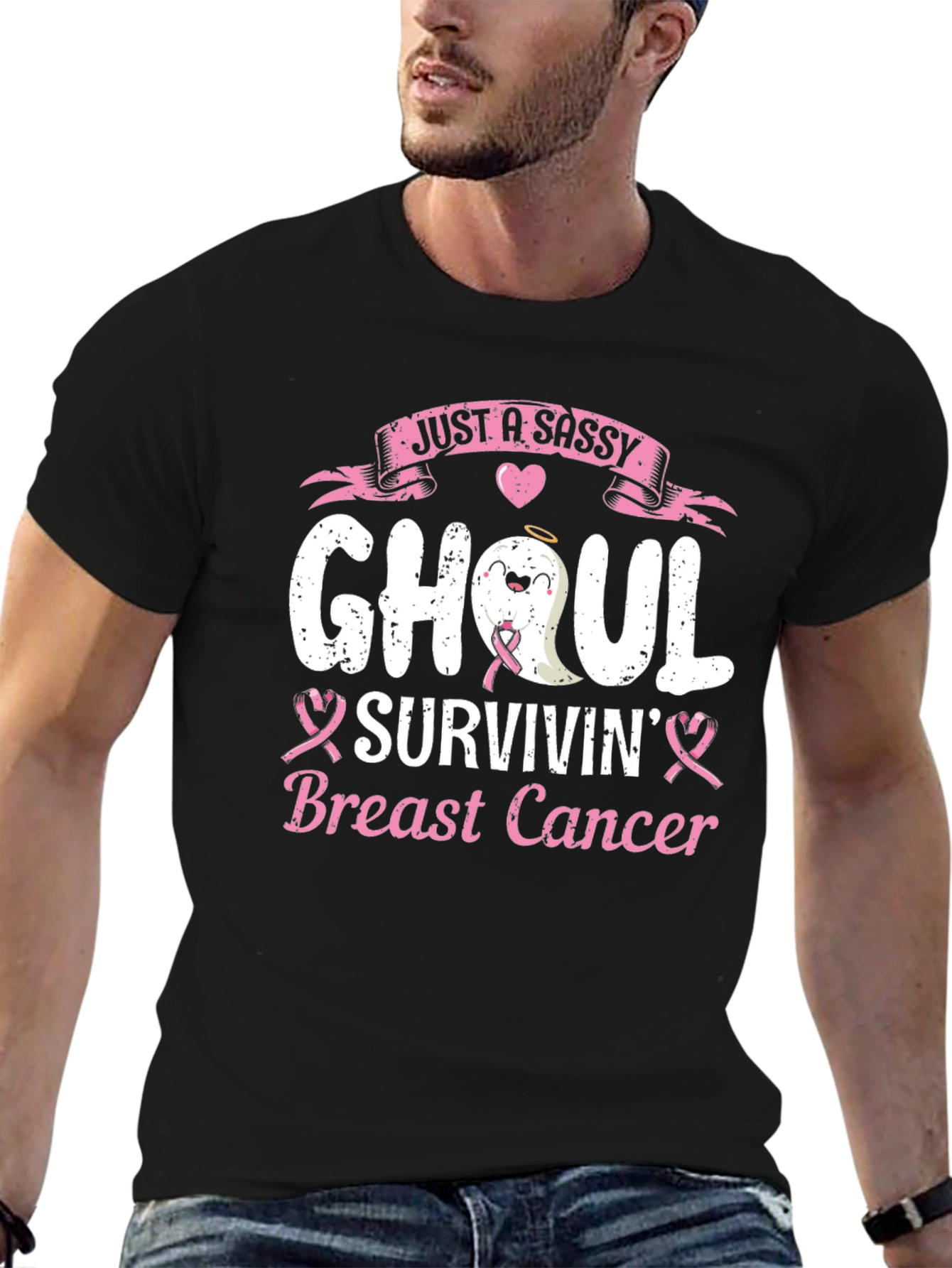 Camiseta Negra Ghoul Superviviente de Cáncer de Mama
